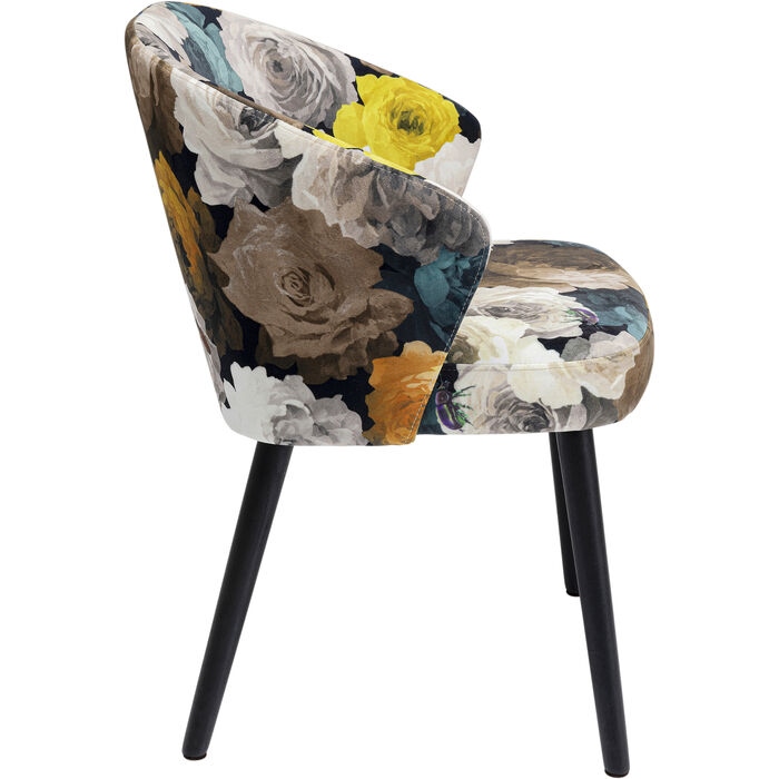 Scaun Peony Flower 56x54,5x76,5 cm, Țesătură Poliester Negru Lăcuit Pe Negru - Kare Design [2]