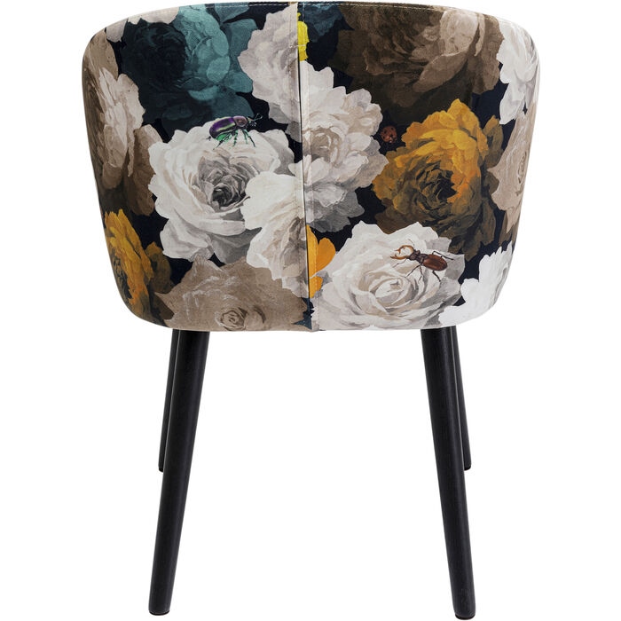 Scaun Peony Flower 56x54,5x76,5 cm, Țesătură Poliester Negru Lăcuit Pe Negru - Kare Design [3]