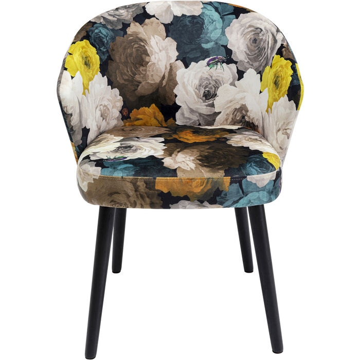 Scaun Peony Flower 56x54,5x76,5 cm, Țesătură Poliester Negru Lăcuit Pe Negru - Kare Design [4]