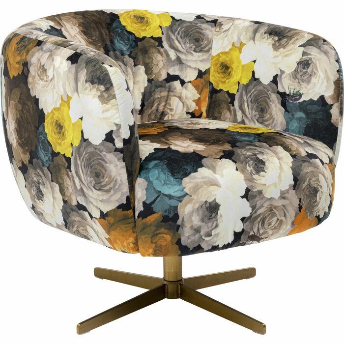 Produse - Fotoliu Peony Flower 81x75x70 cm, Poliester Auriu - Kare Design