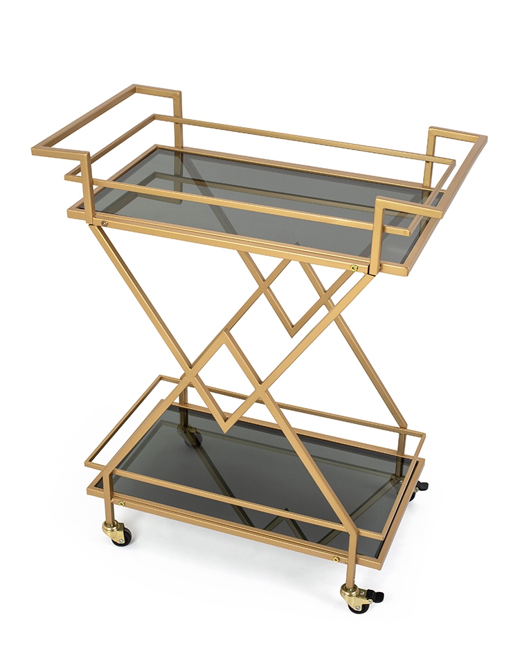 Cărucior de Servire Pyramids 65x35,5x79 cm, Oțel Lăcuit și Sticlă Securizată - Kare Design [2]