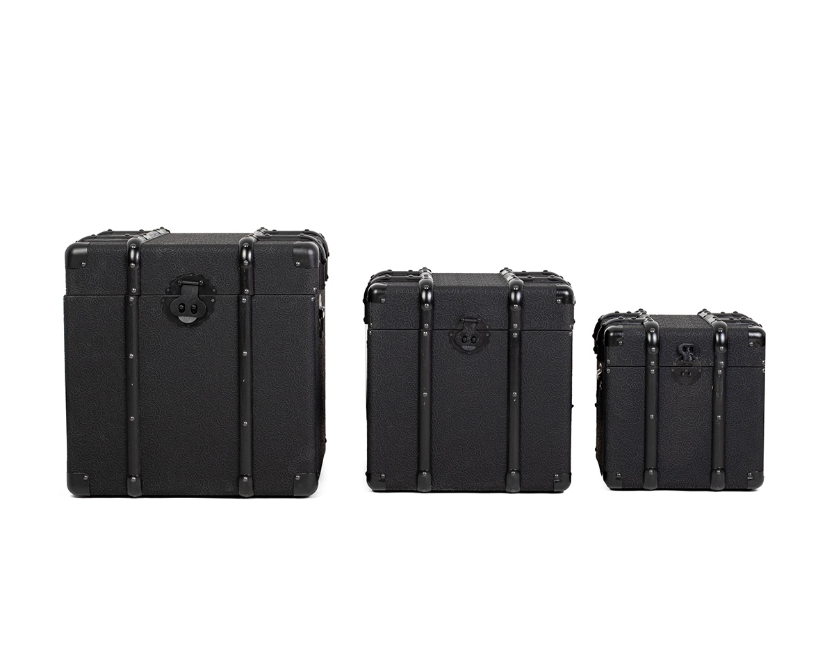 Produse - Set de Cufere Voyage 46x46x46 cm, Țesătură Acoperită Negru - Kare Design
