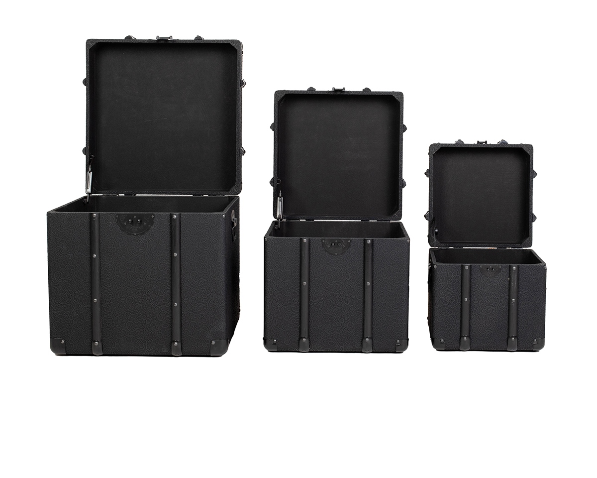 Set de Cufere Voyage 46x46x46 cm, Țesătură Acoperită Negru - Kare Design [2]