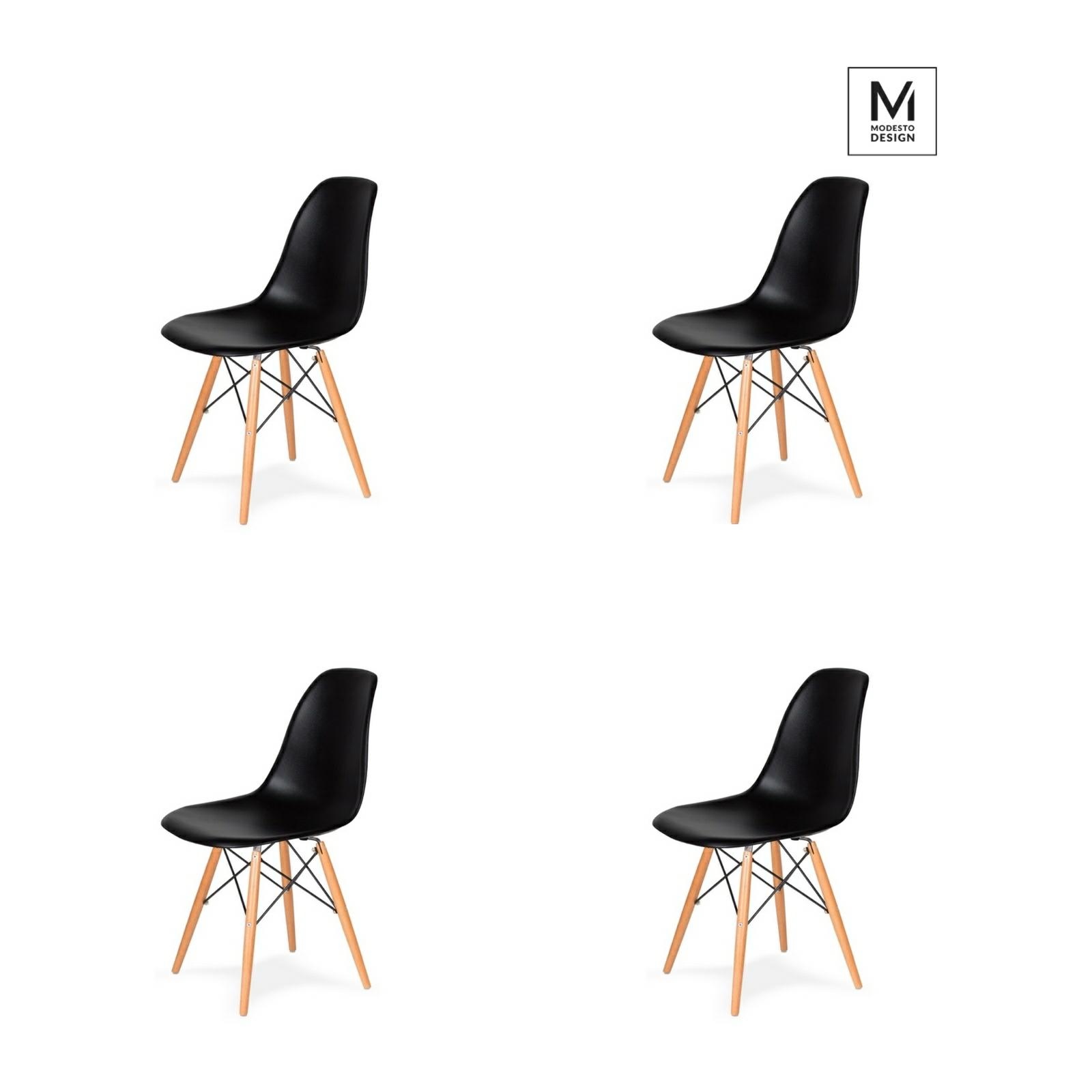 Scaune - Set de 4 Scaune Dsw 46x48x82 cm, Negru - Modesto Design