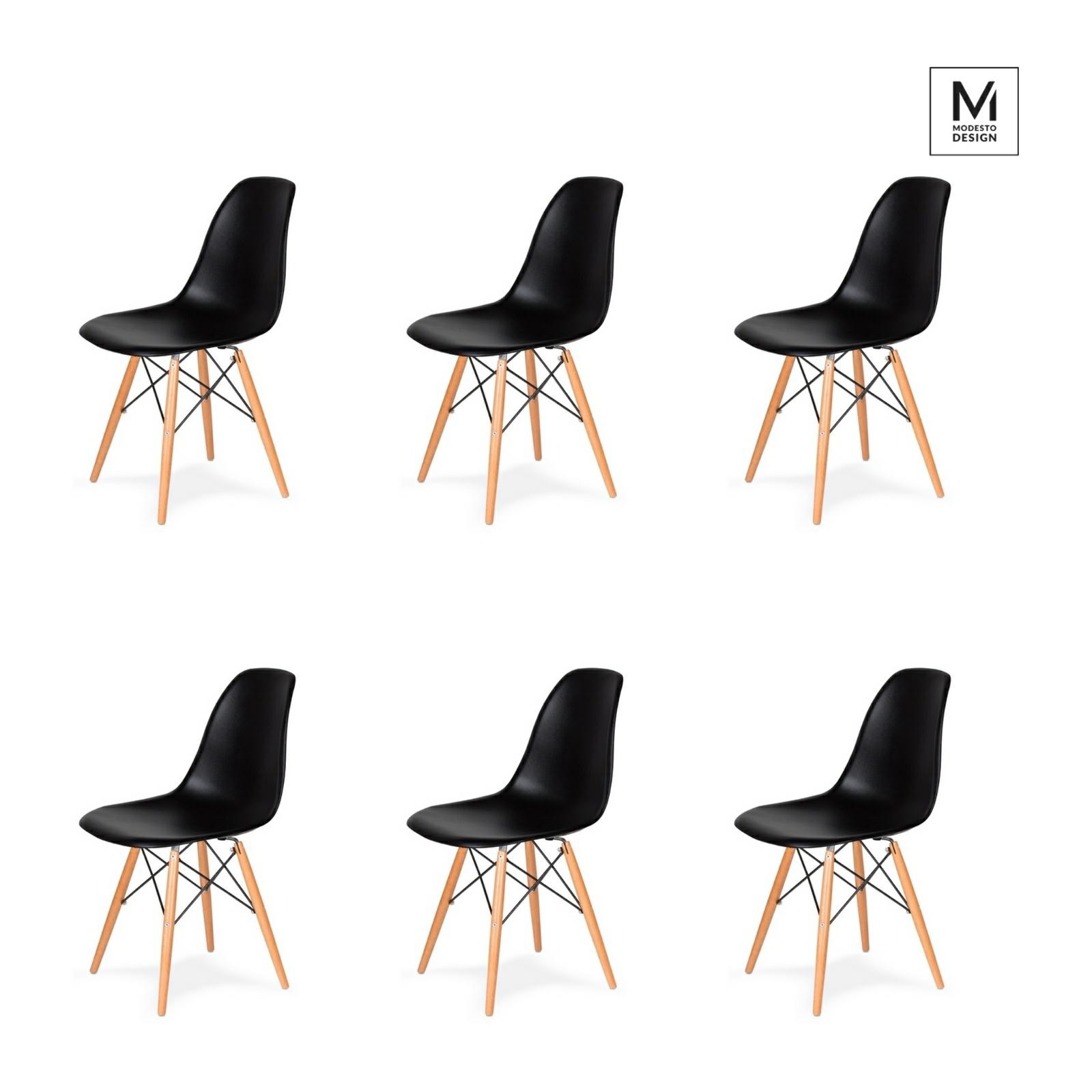 Scaune - Set de 6 Scaune Dsw 46x48x82 cm, Negru - Modesto Design