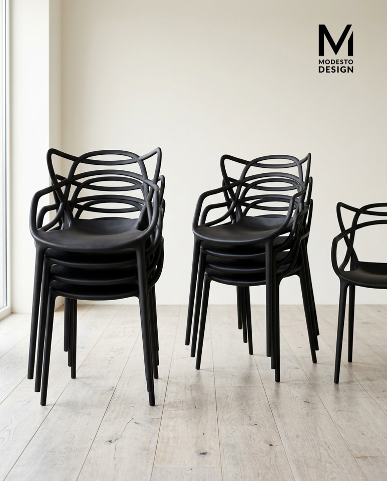 Set de 6 Scaune Hilo 55x58x81 cm, Polipropilenă Negru - Modesto Design [11]