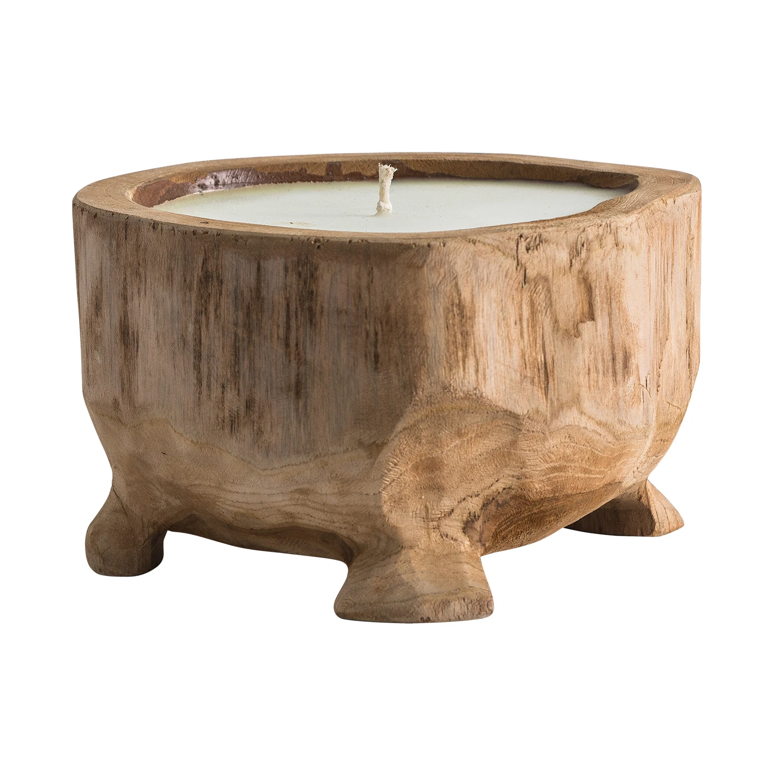 Lumanare Decorativa din Lemn de Tec si Ceara, Maro, 25x25x16 cm, Stil Etnic - VicalHome 25660 [4]