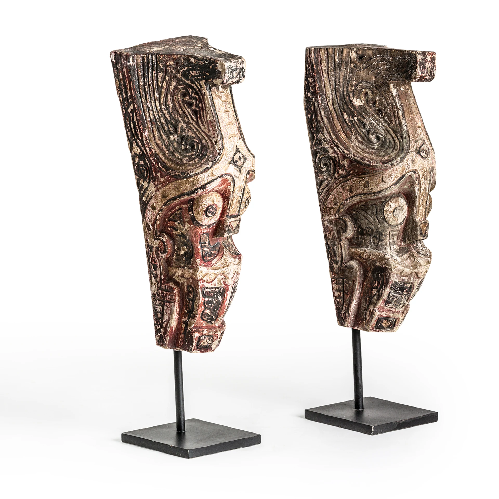 Sculptura Decorativa din Fier si Lemn de Acacia, Maro, 24x28x86 cm, Stil Etnic - VicalHome 25555 [4]