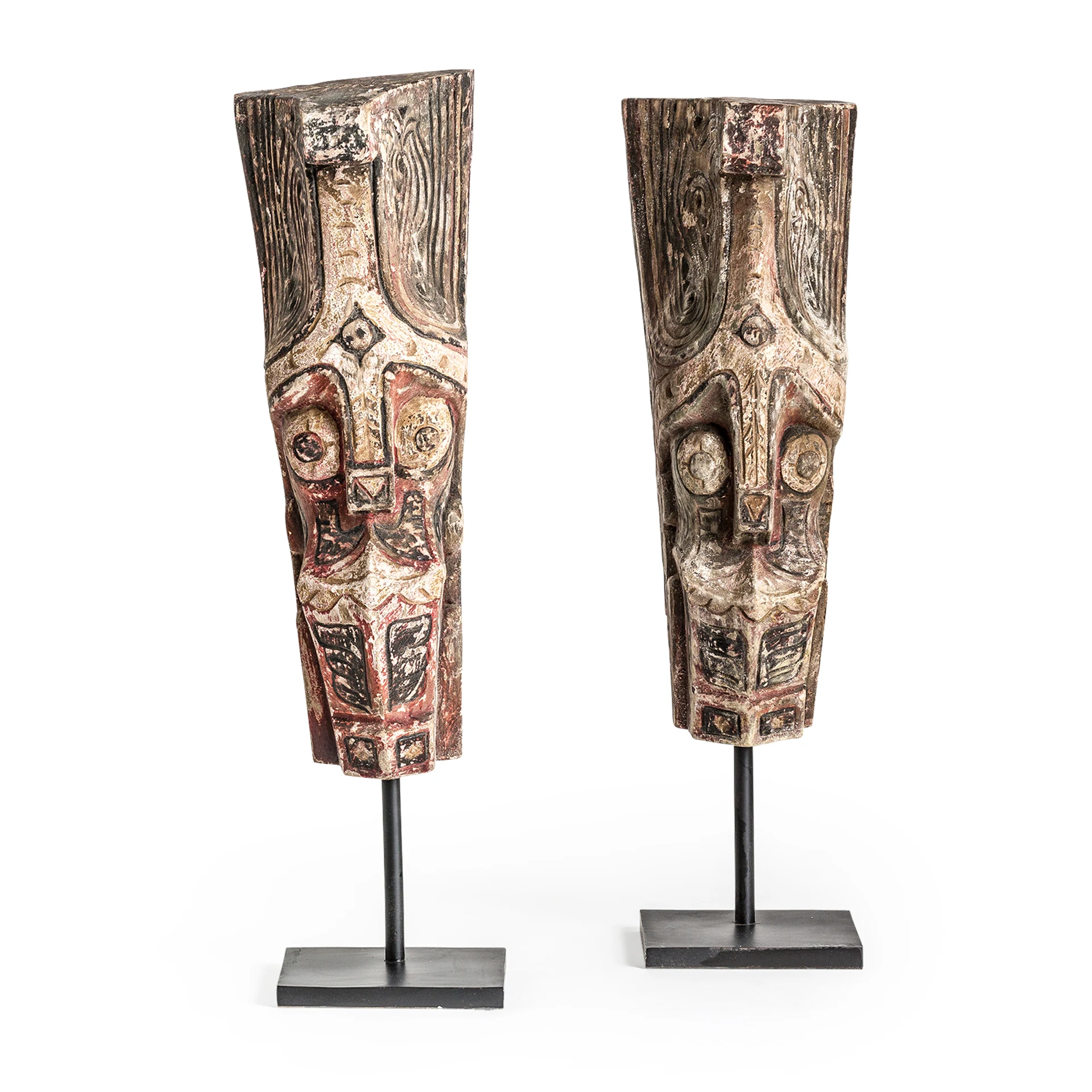 Sculptura Decorativa din Fier si Lemn de Acacia, Maro, 24x28x86 cm, Stil Etnic - VicalHome 25555 [1]
