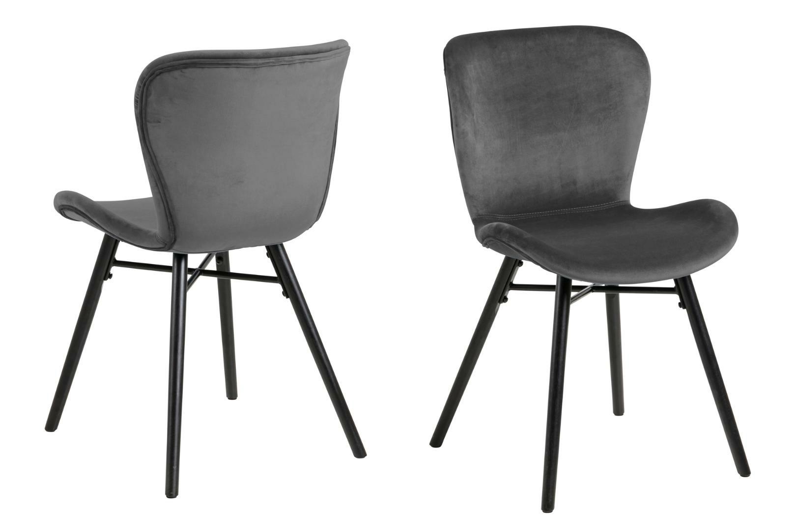 Scaune - Scaun Batilda 1A 47x53x82,5 cm, Lemn de Cauciuc Gri Închis Negru - Actona