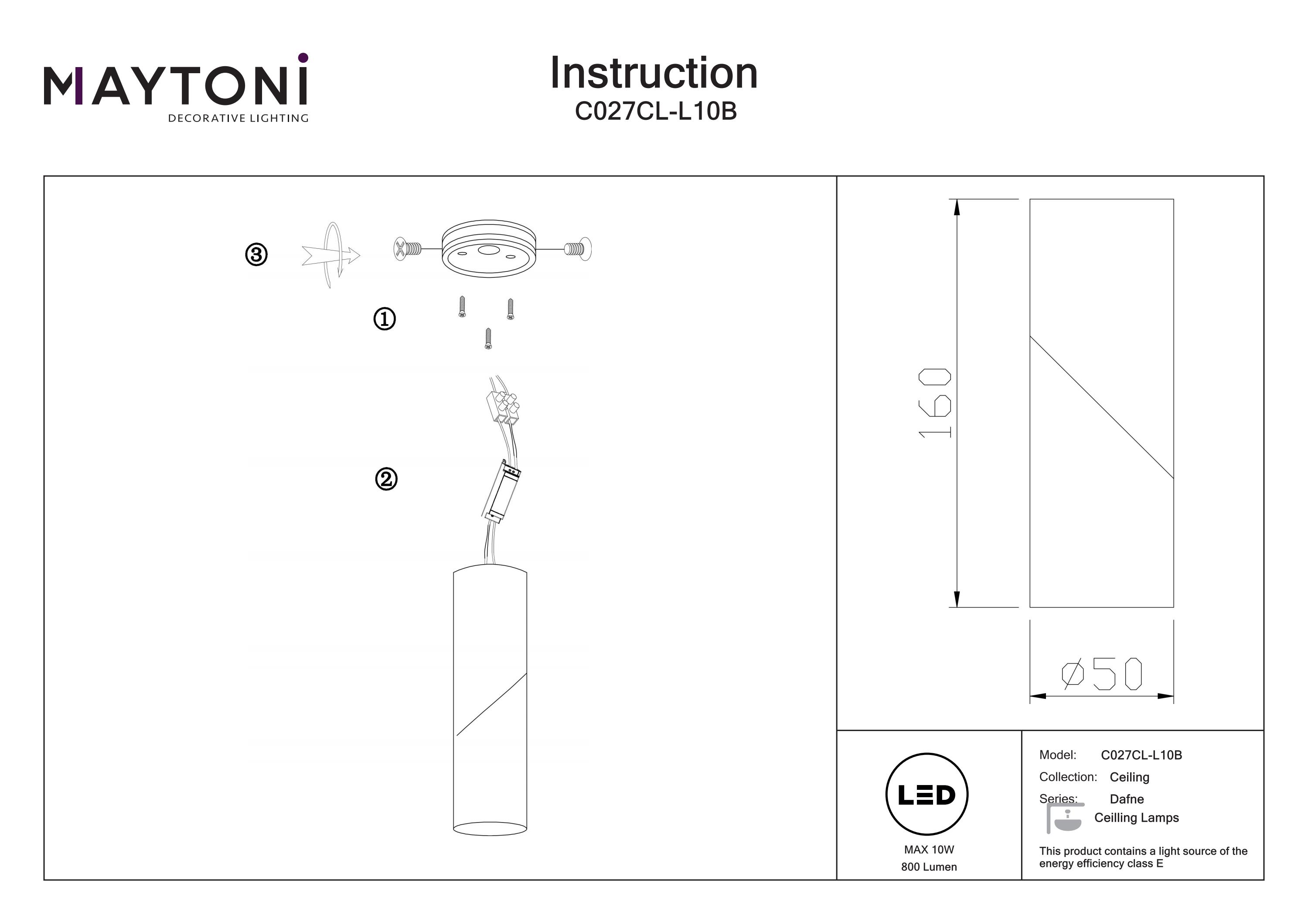 Plafonieră Dafne, Aluminiu Negru, 10W, MAYTONI C027CL-L10B [4]