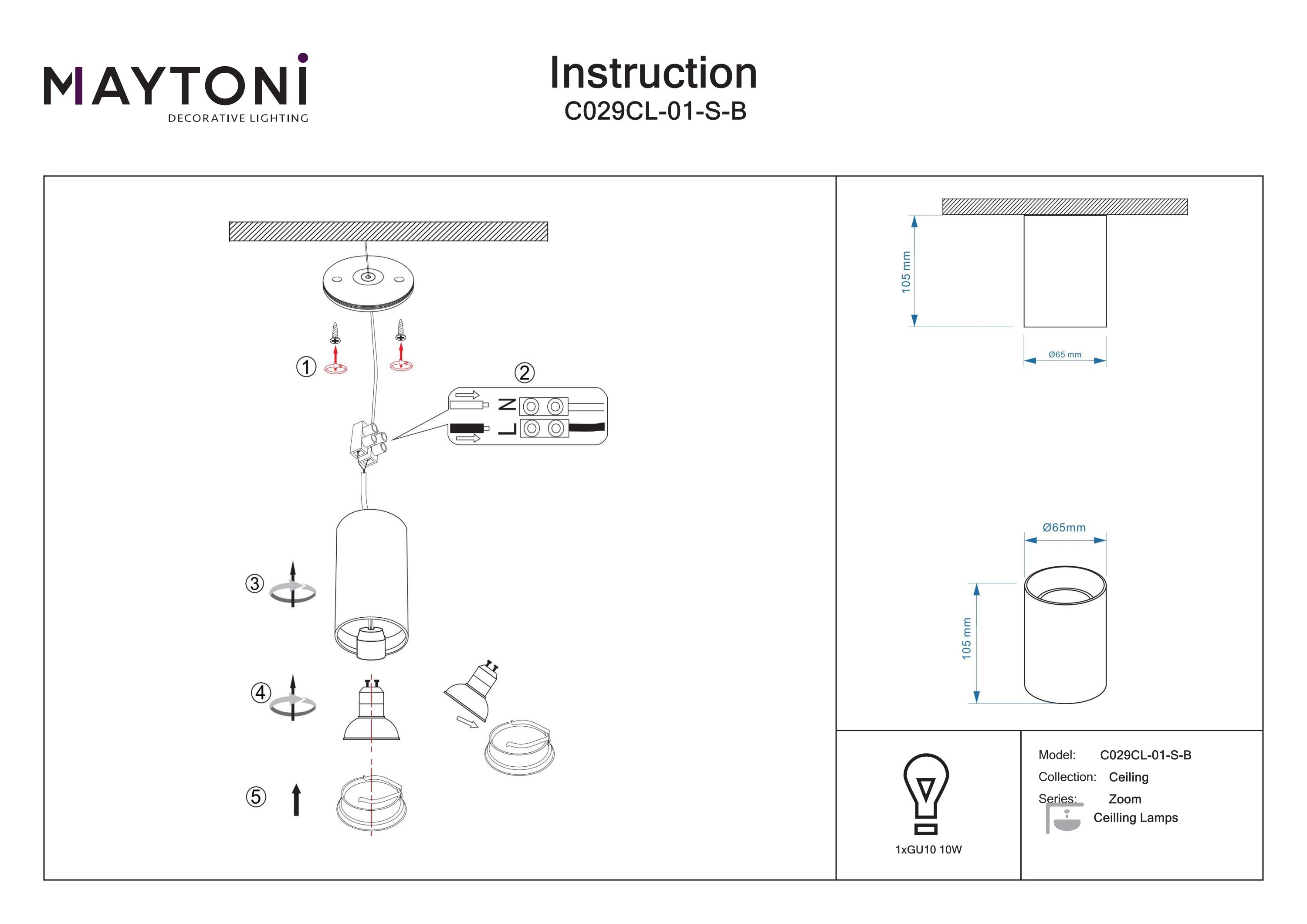 Plafonieră Zoom, Aluminiu Negru, 10W, MAYTONI C029CL-01-S-B [3]