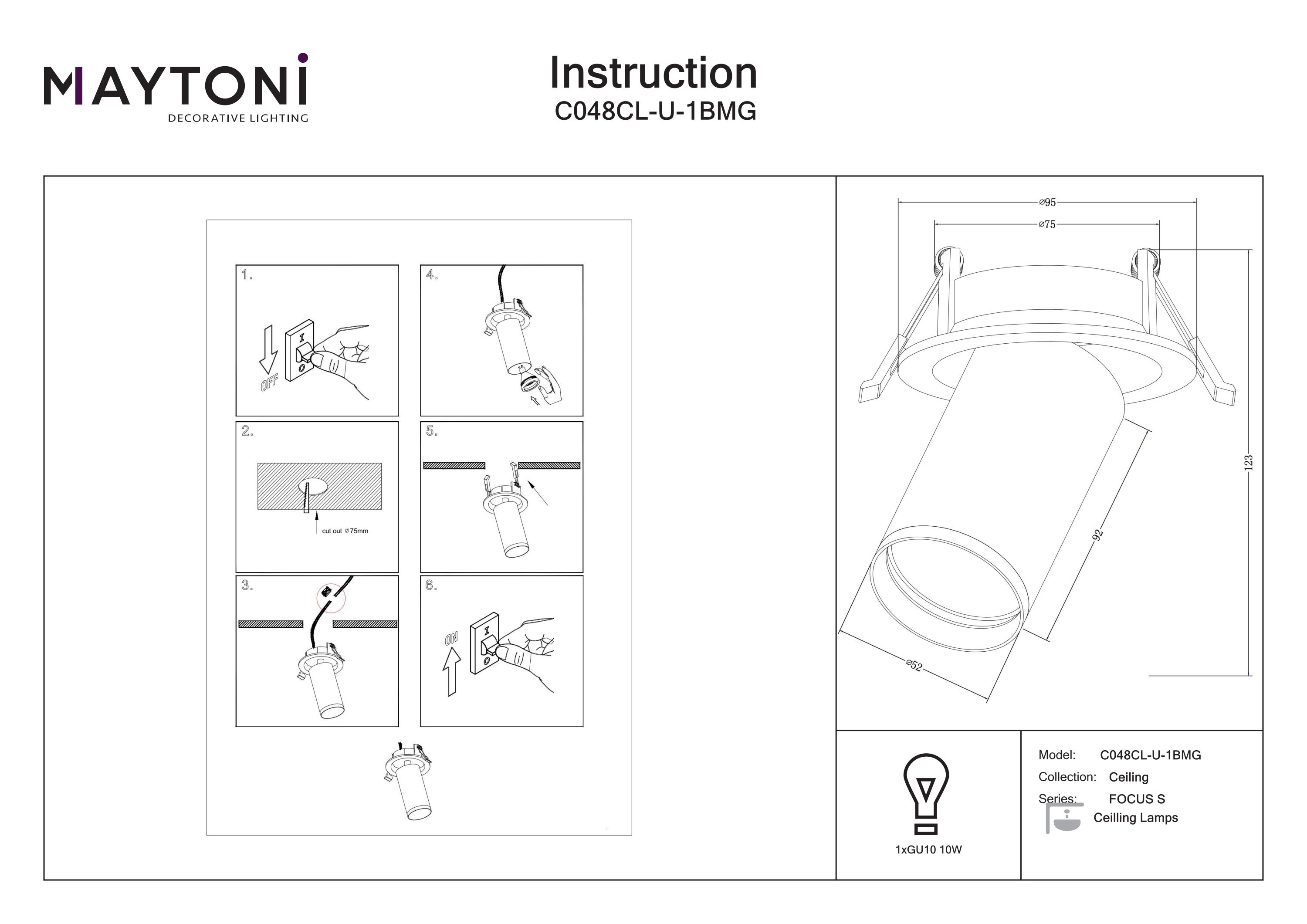Corp de iluminat încastrat FOCUS S, Aluminiu Negru, 10W, MAYTONI C048CL-U-1BMG [2]