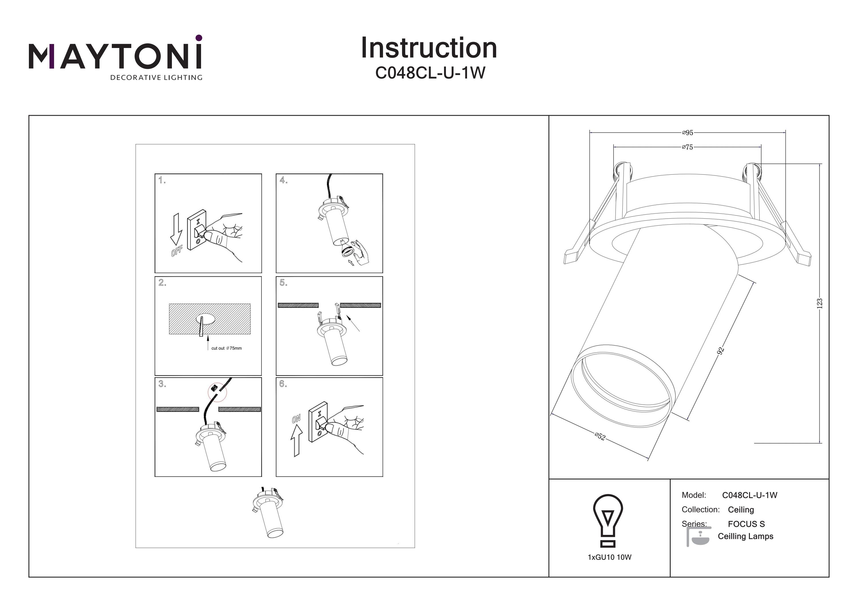 Corp de iluminat încastrat FOCUS S, Aluminiu Alb, 10W, MAYTONI C048CL-U-1W [3]