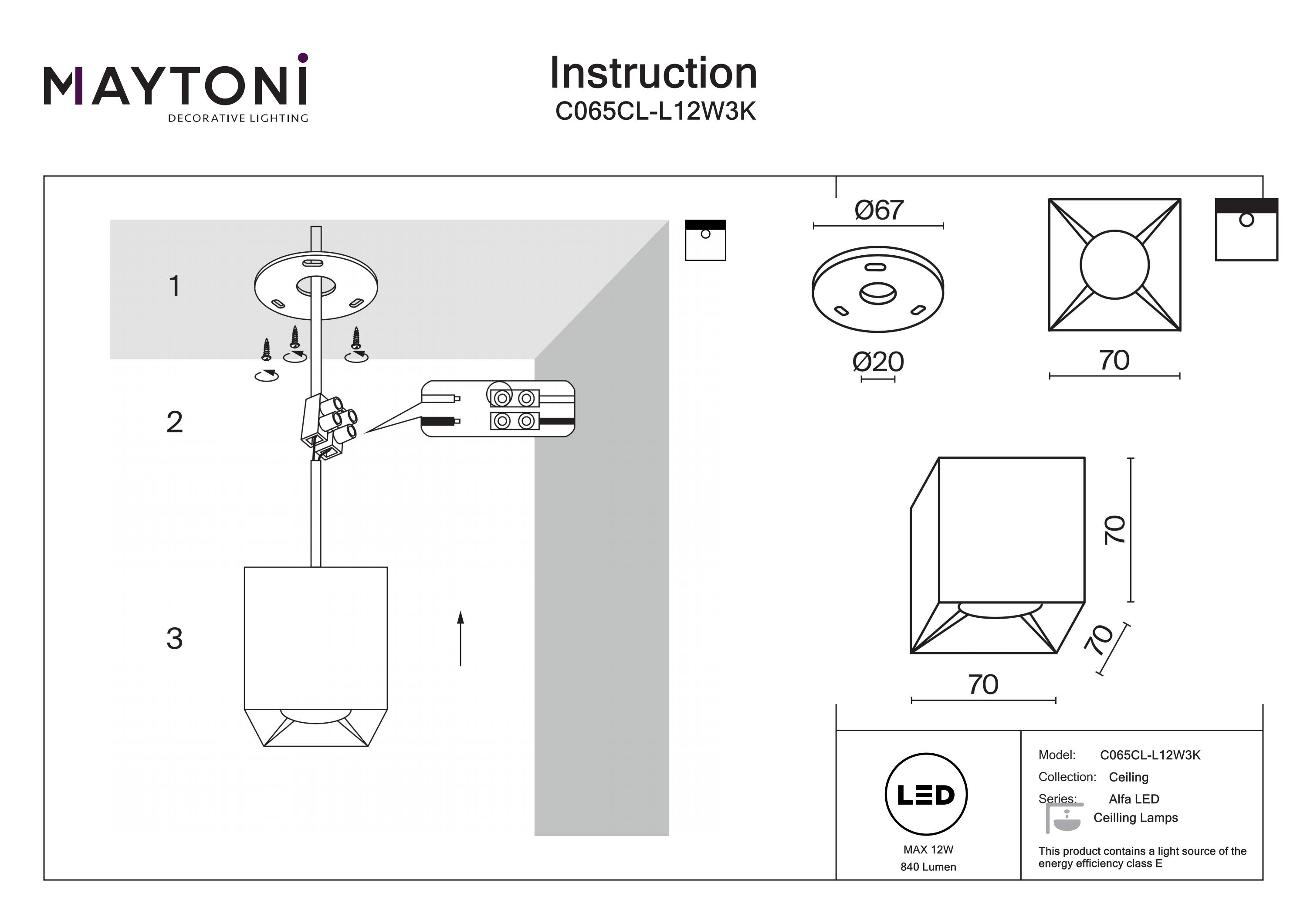 Plafonieră Alfa LED, Aluminiu Alb, 12W, MAYTONI C065CL-L12W3K [4]