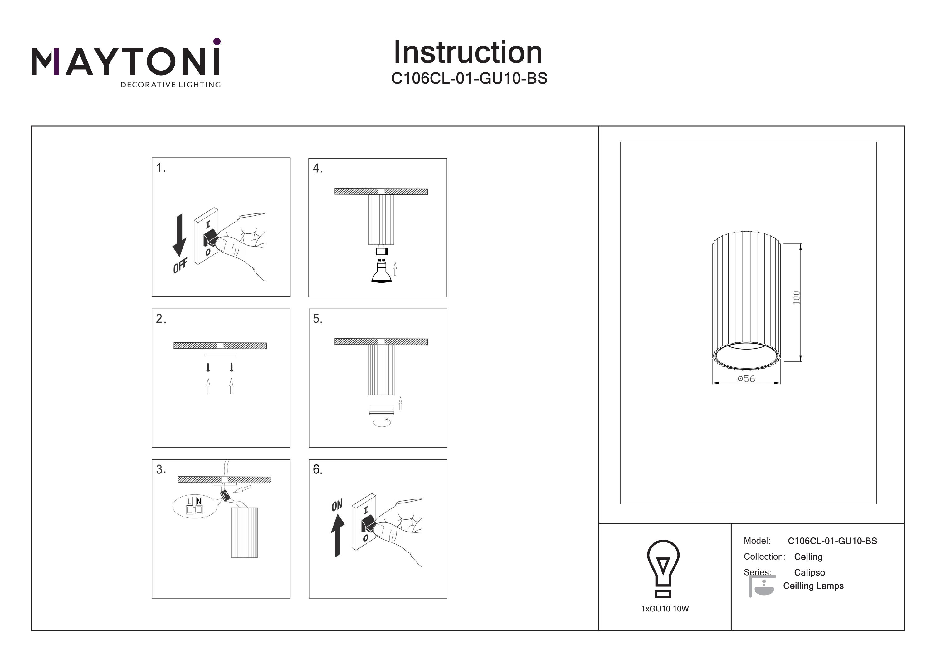 Plafonieră Calipso, Aluminiu Alamă, 10W, MAYTONI C106CL-01-GU10-BS [3]