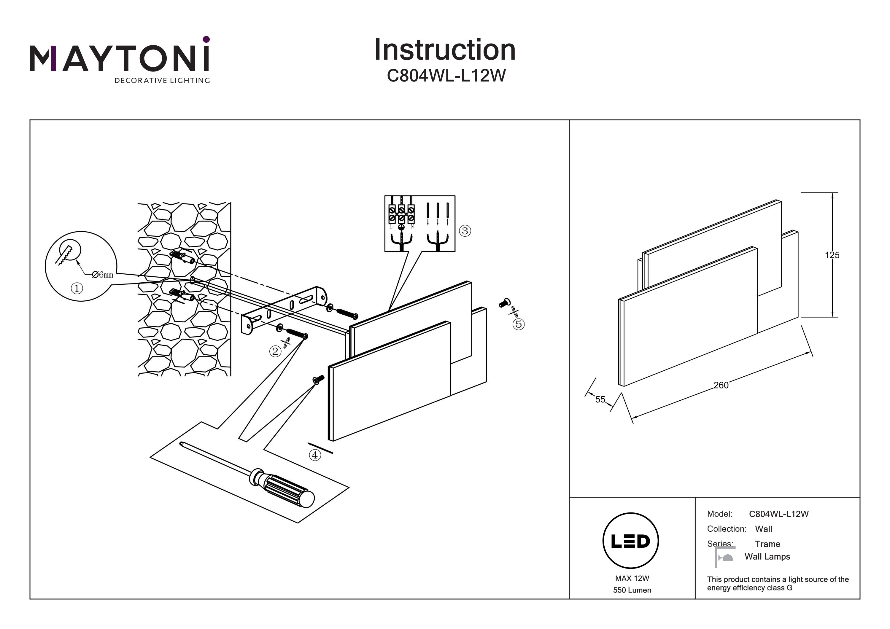 Aplică de perete Trame, Metal Alb, 12W, MAYTONI C804WL-L12W [4]