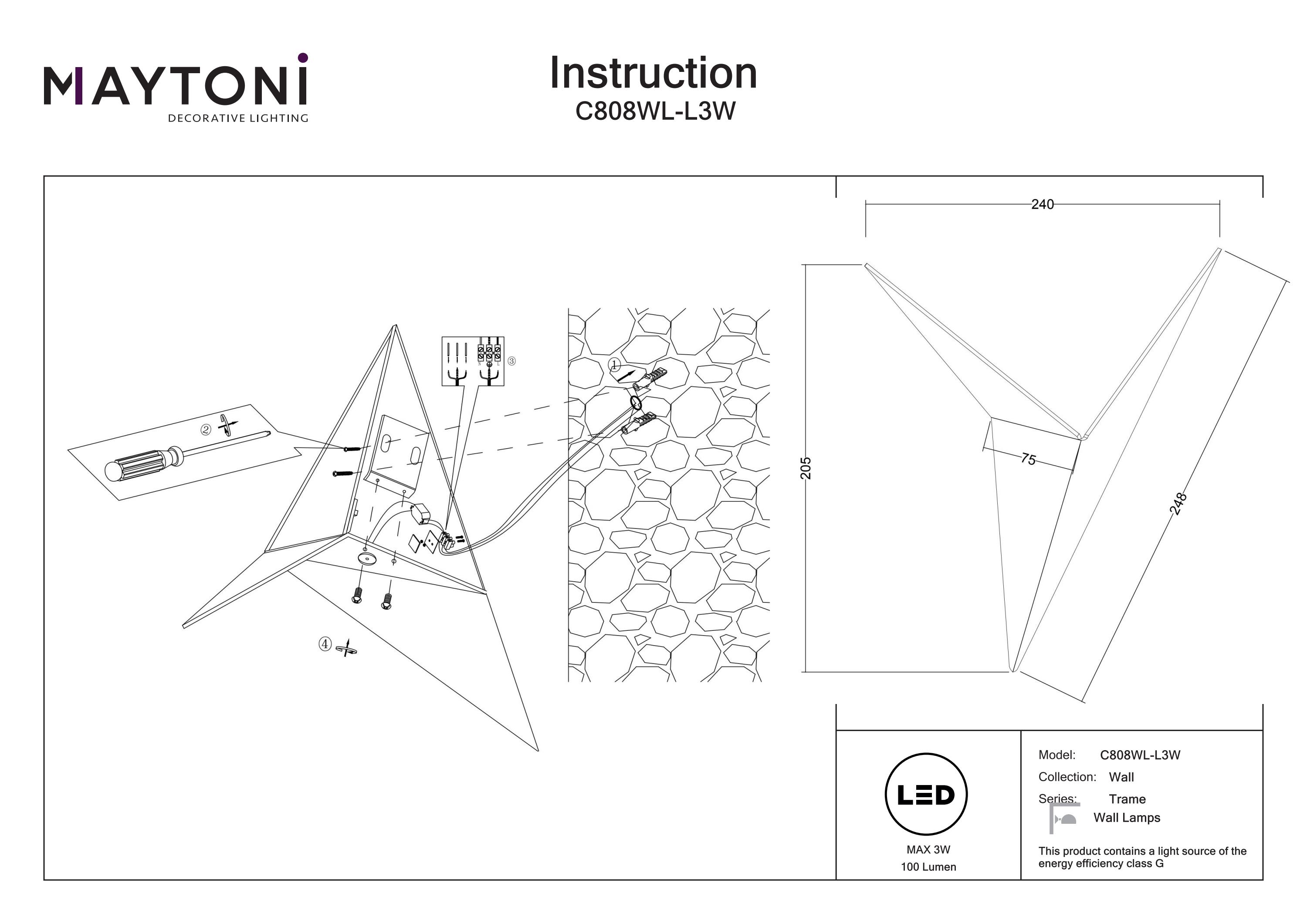 Aplică de perete Trame, Metal Alb, 3W, MAYTONI C808WL-L3W [3]