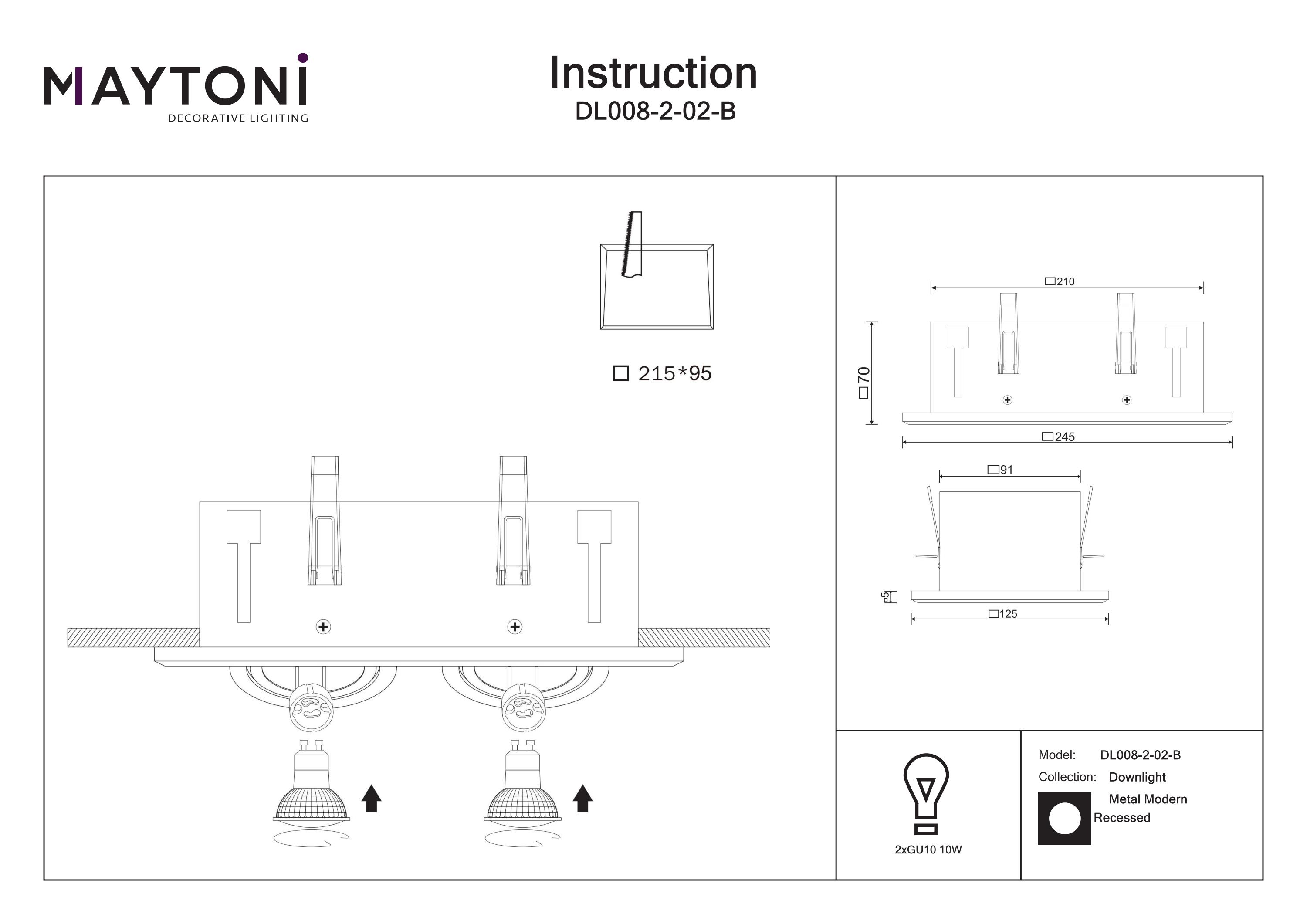 Corp de iluminat încastrat Metal Modern, Metal Negru, 10W, MAYTONI DL008-2-02-B [3]