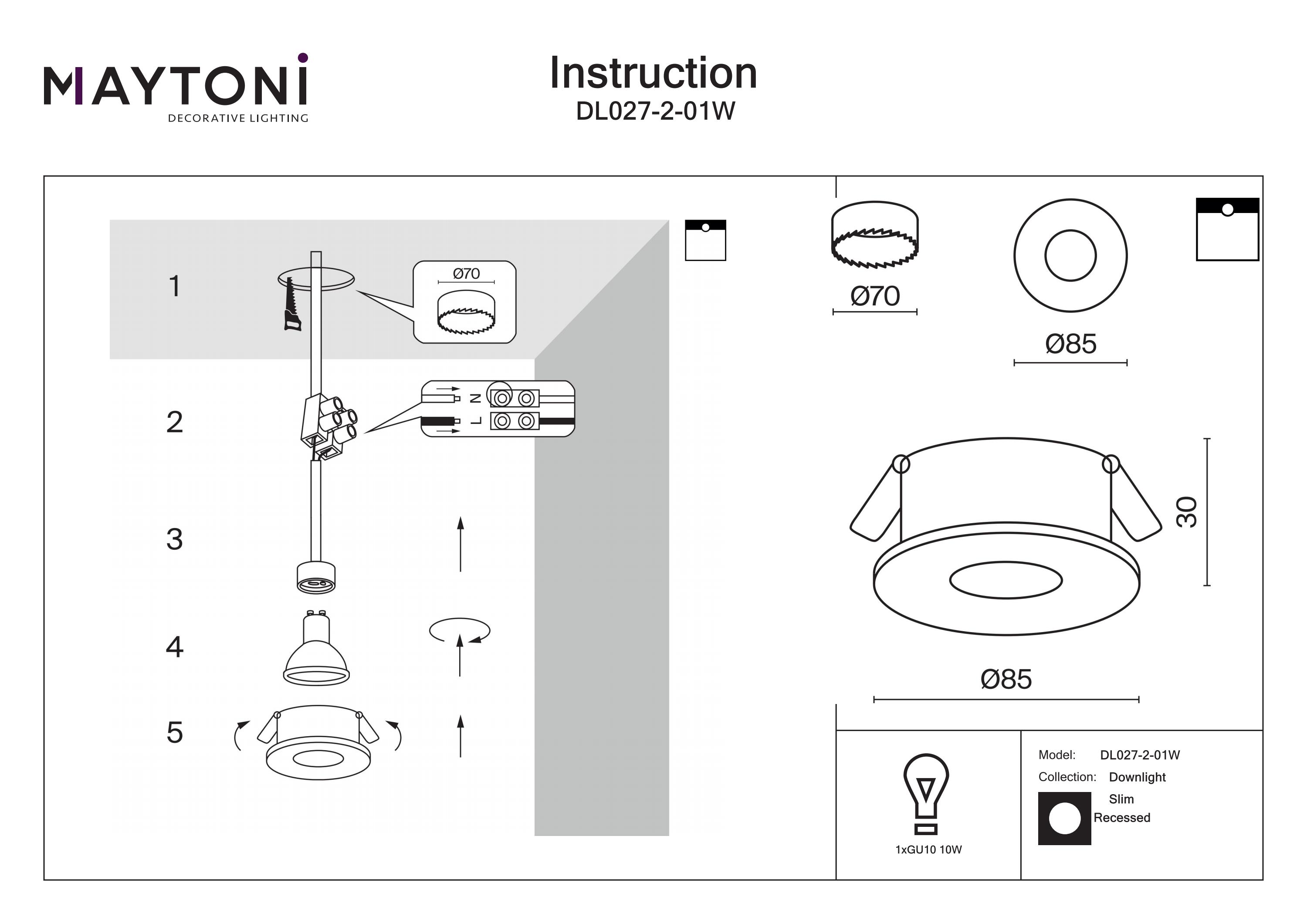 Corp de iluminat încastrat Slim, Aluminiu Alb, 10W, MAYTONI DL027-2-01W [3]