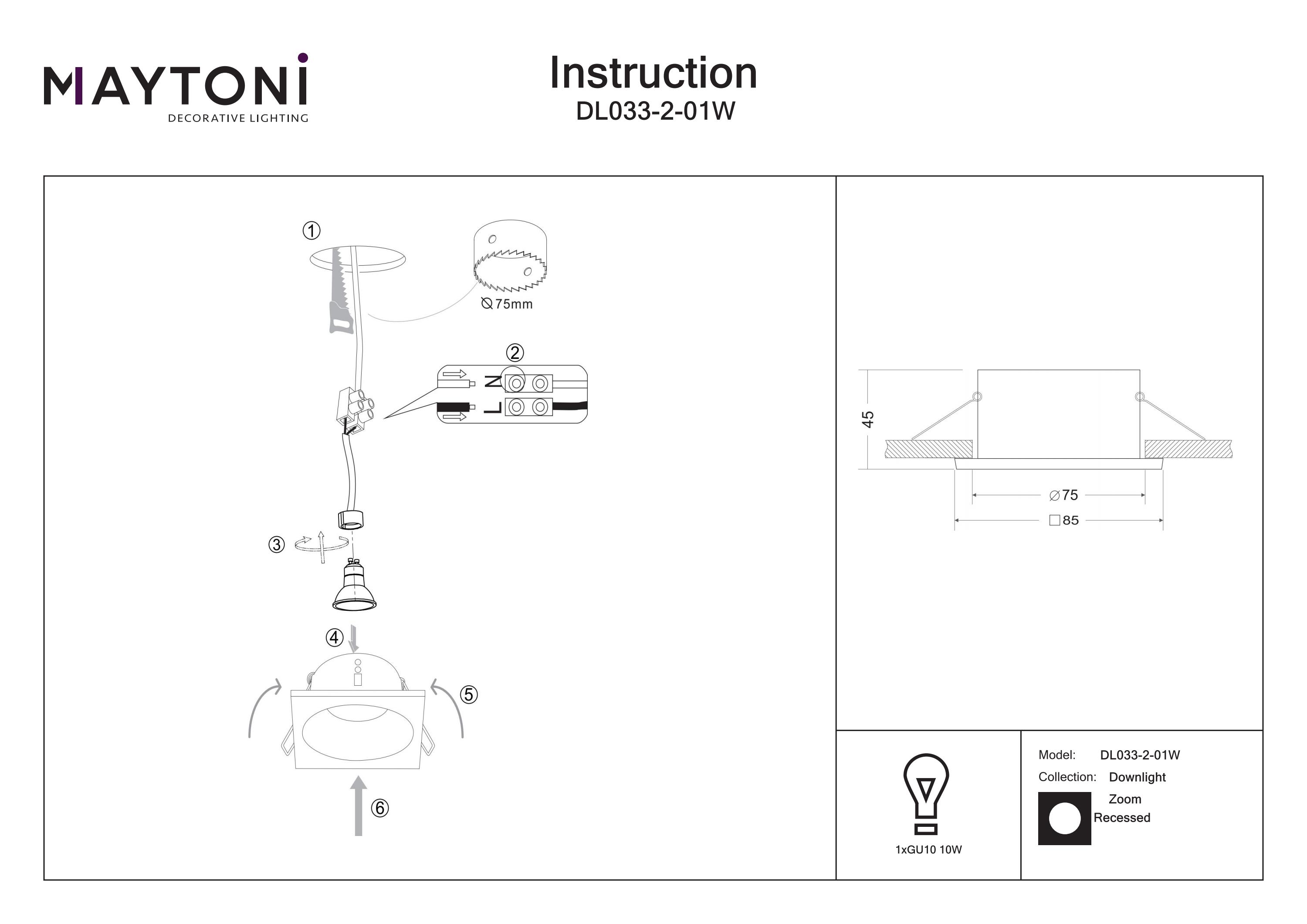 Corp de iluminat încastrat Zoom, Aluminiu Alb, 10W, MAYTONI DL033-2-01W [3]