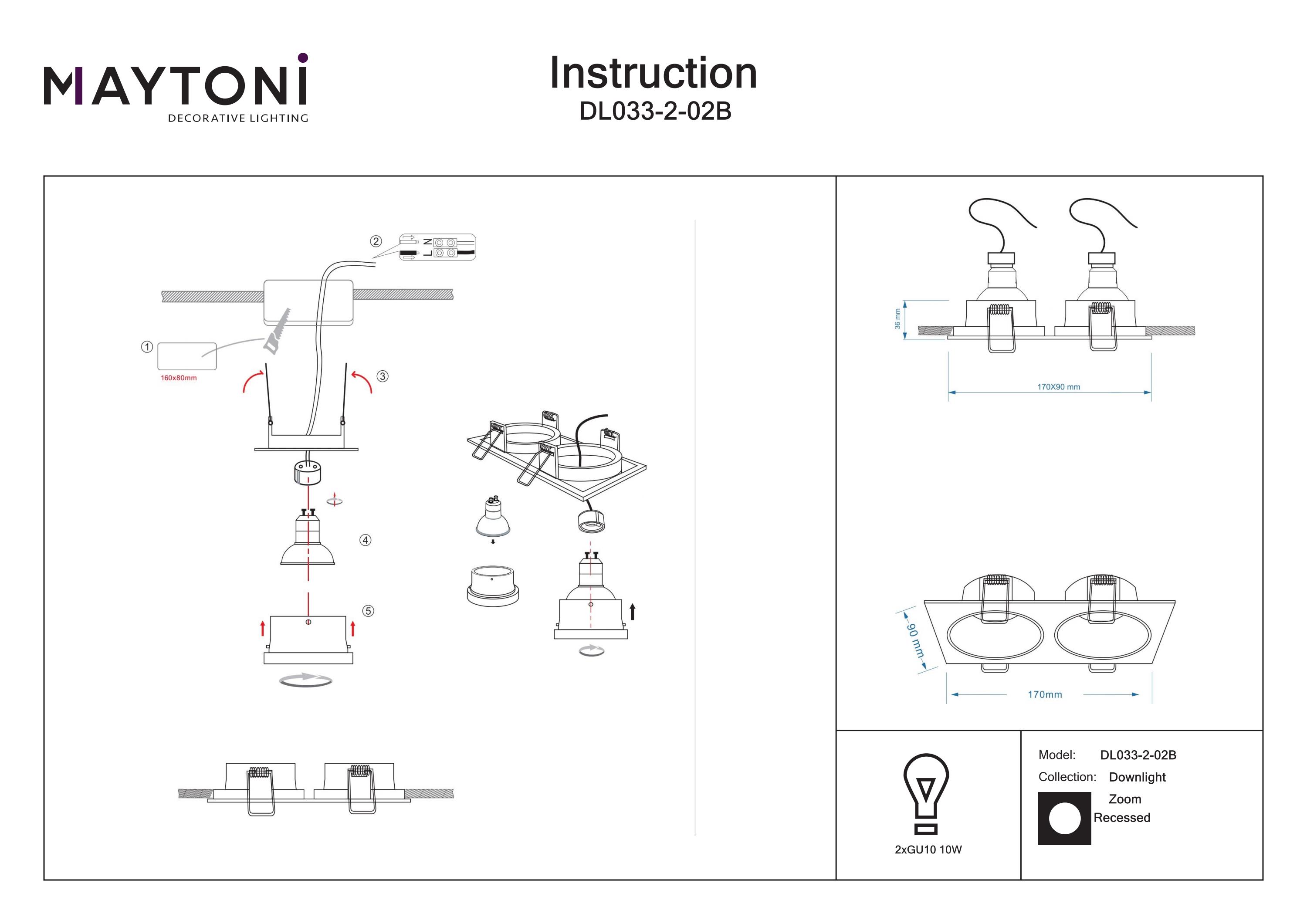 Corp de iluminat încastrat Zoom, Aluminiu Negru, 10W, MAYTONI DL033-2-02B [3]