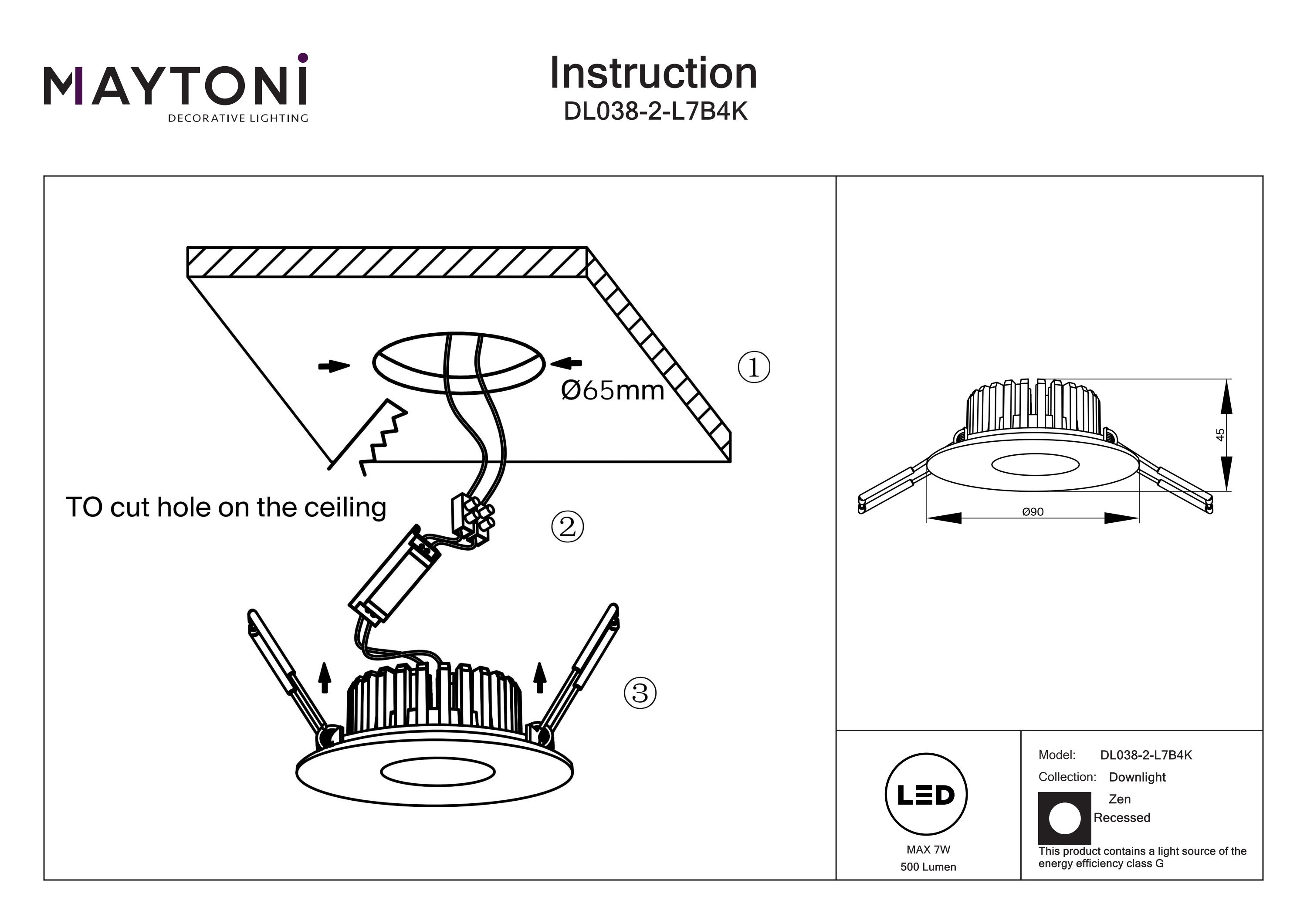 Corp de iluminat încastrat Zen, Aluminiu Negru, 7W, MAYTONI DL038-2-L7B4K [4]