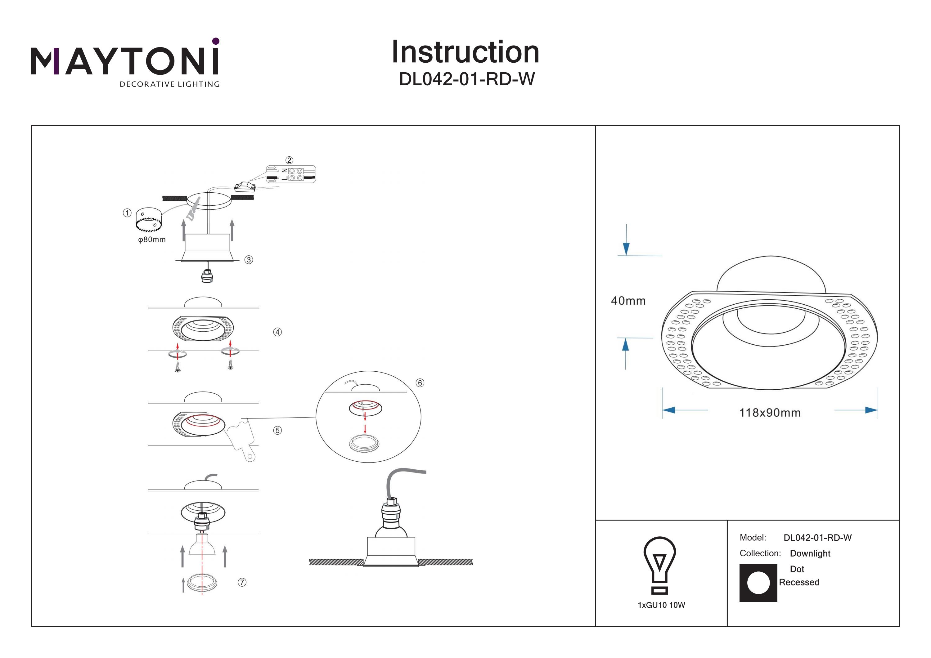Corp de iluminat încastrat DOT, Aluminiu Alb, 10W, MAYTONI DL042-01-RD-W [4]