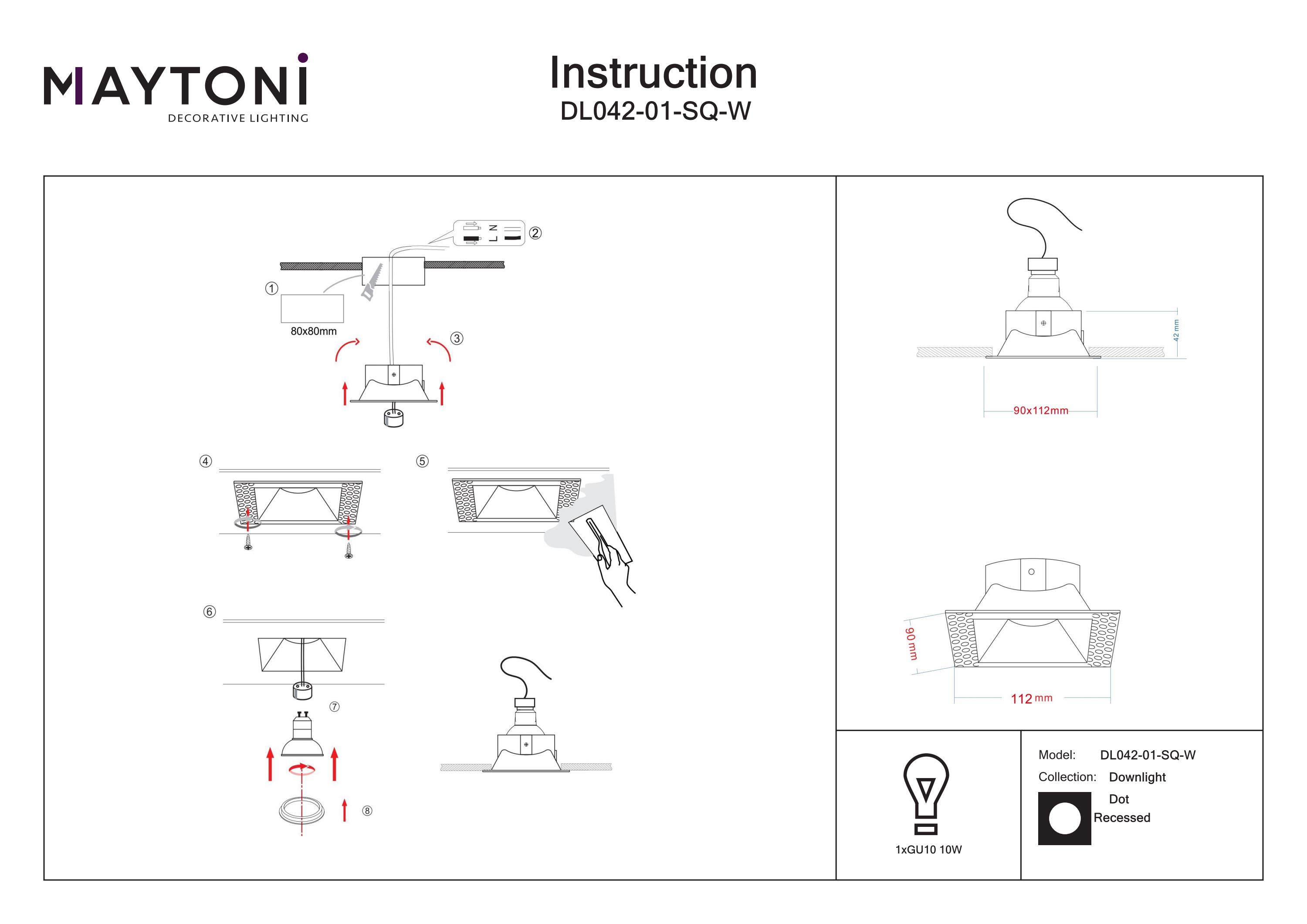 Corp de iluminat încastrat DOT, Aluminiu Alb, 10W, MAYTONI DL042-01-SQ-W [3]