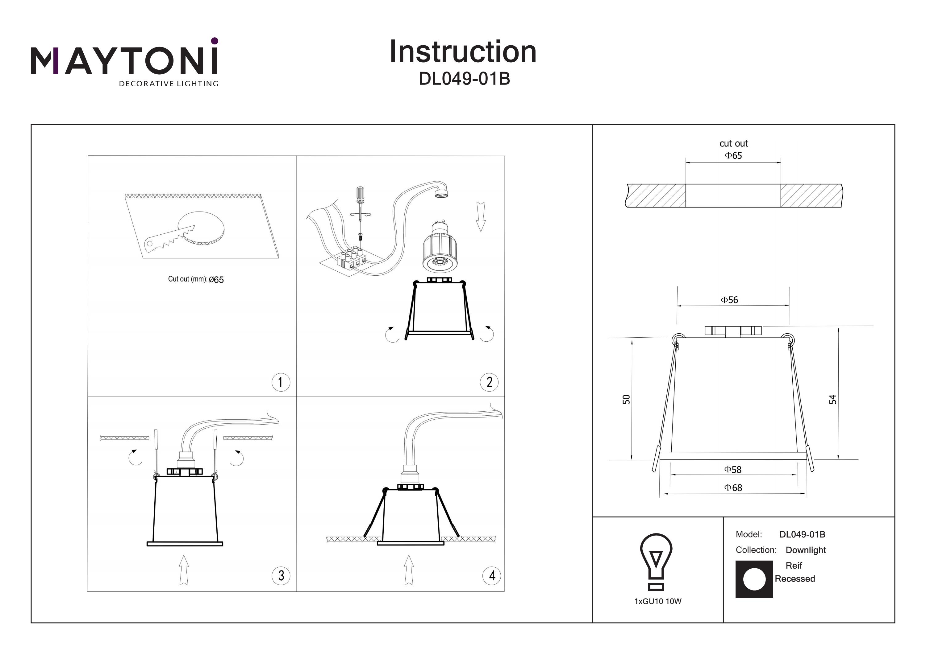 Corp de iluminat încastrat Reif, Aluminiu Negru, 10W, MAYTONI DL049-01B [3]