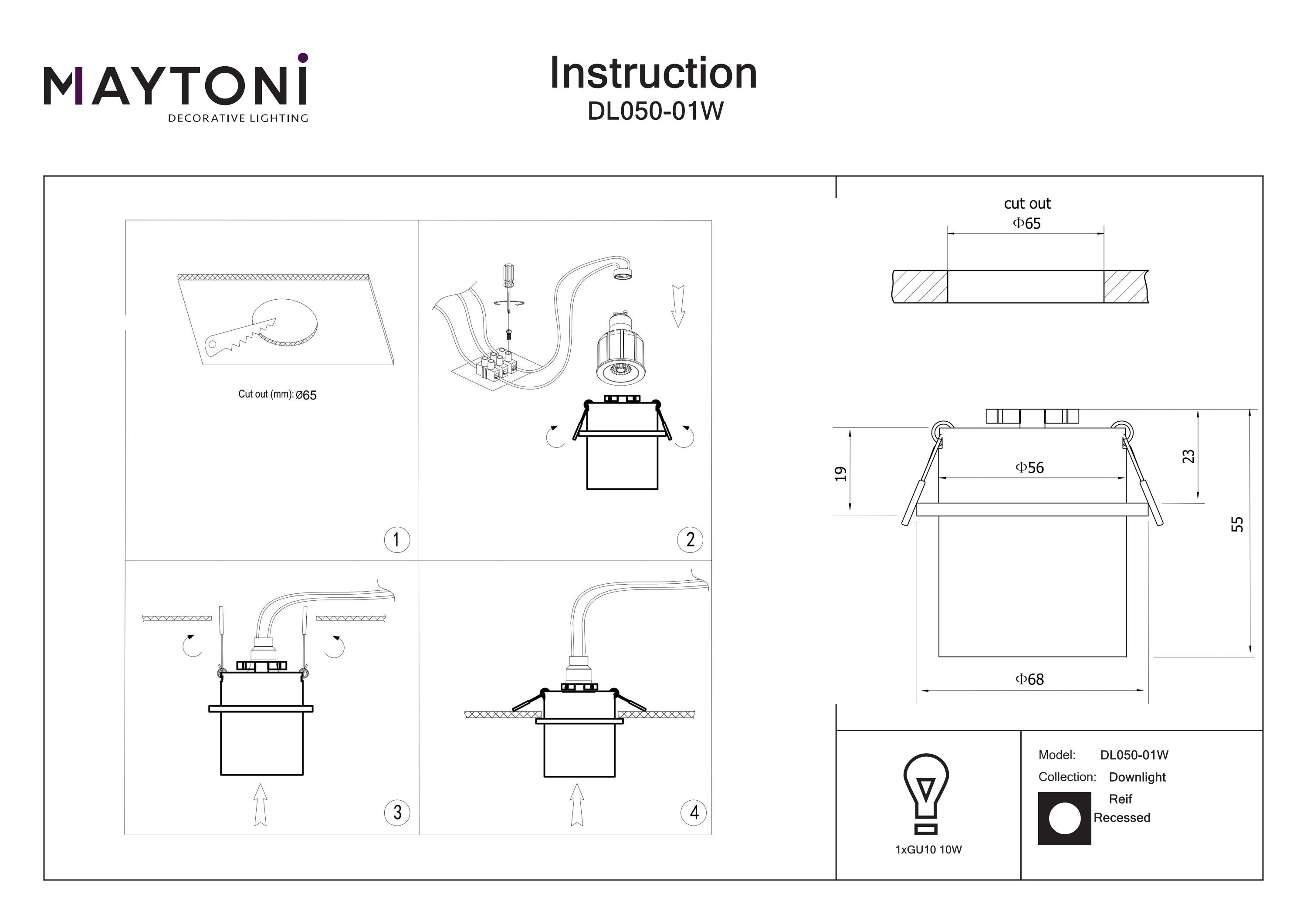 Corp de iluminat încastrat Reif, Aluminiu Alb, 10W, MAYTONI DL050-01W [3]