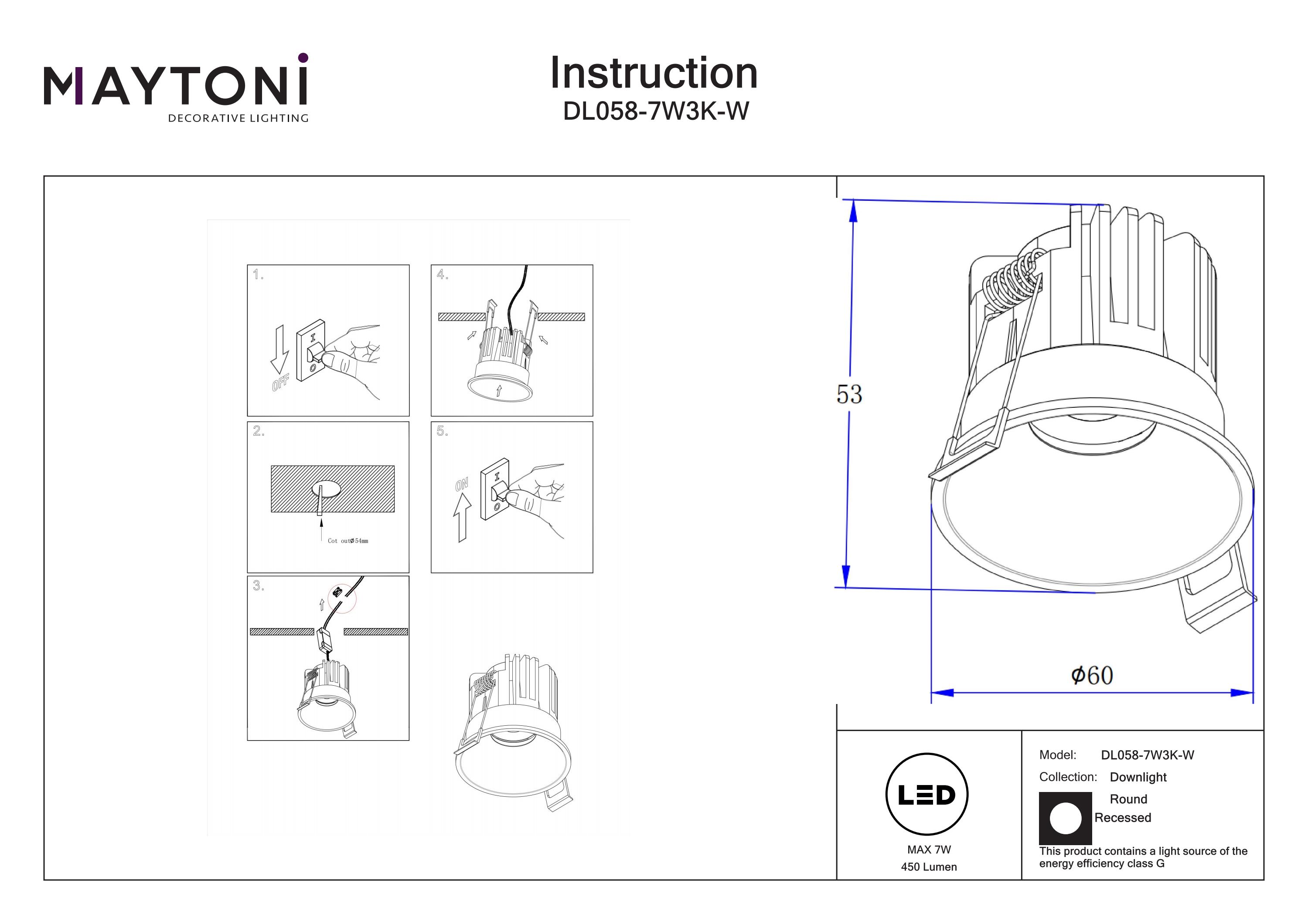 Corp de iluminat încastrat Rotund, Aluminiu Alb, 7W, MAYTONI DL058-7W3K-W [3]