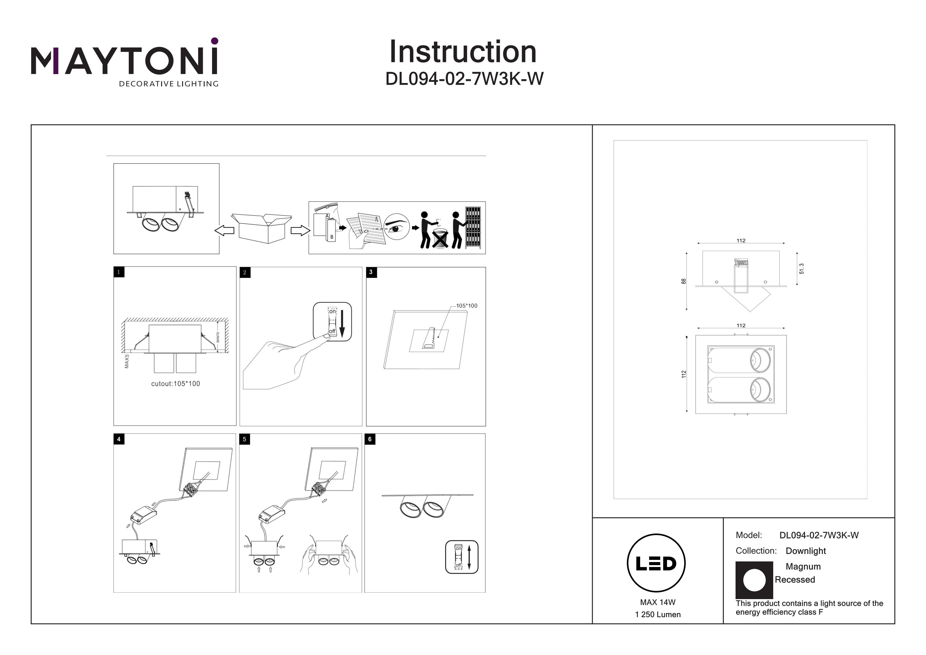 Corp de iluminat încastrat Magnum, Aluminiu Alb, 14W, MAYTONI DL094-02-7W3K-W [5]