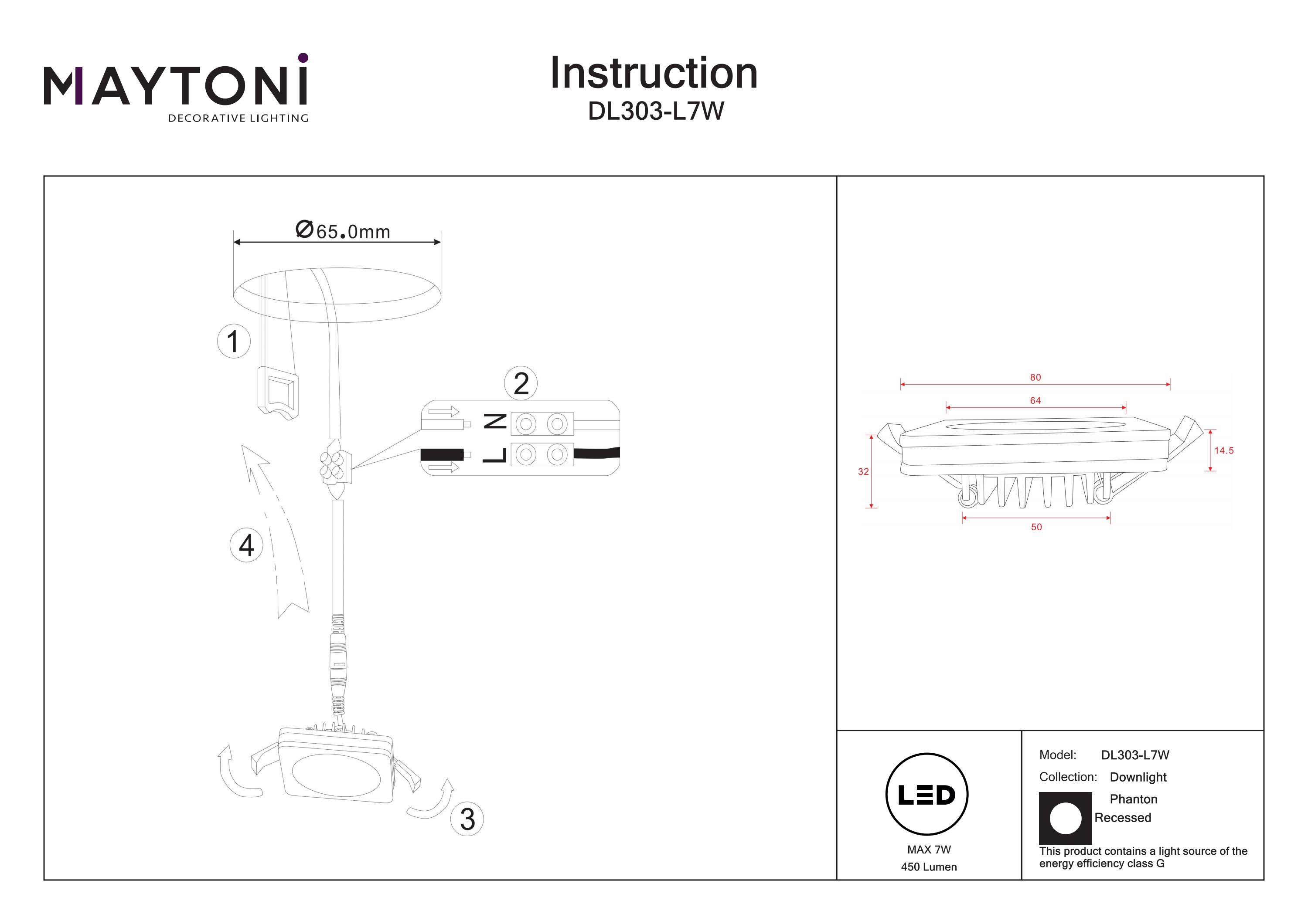 Corp de iluminat încastrat Phanton, Aluminiu Alb, 7W, MAYTONI DL303-L7W [4]