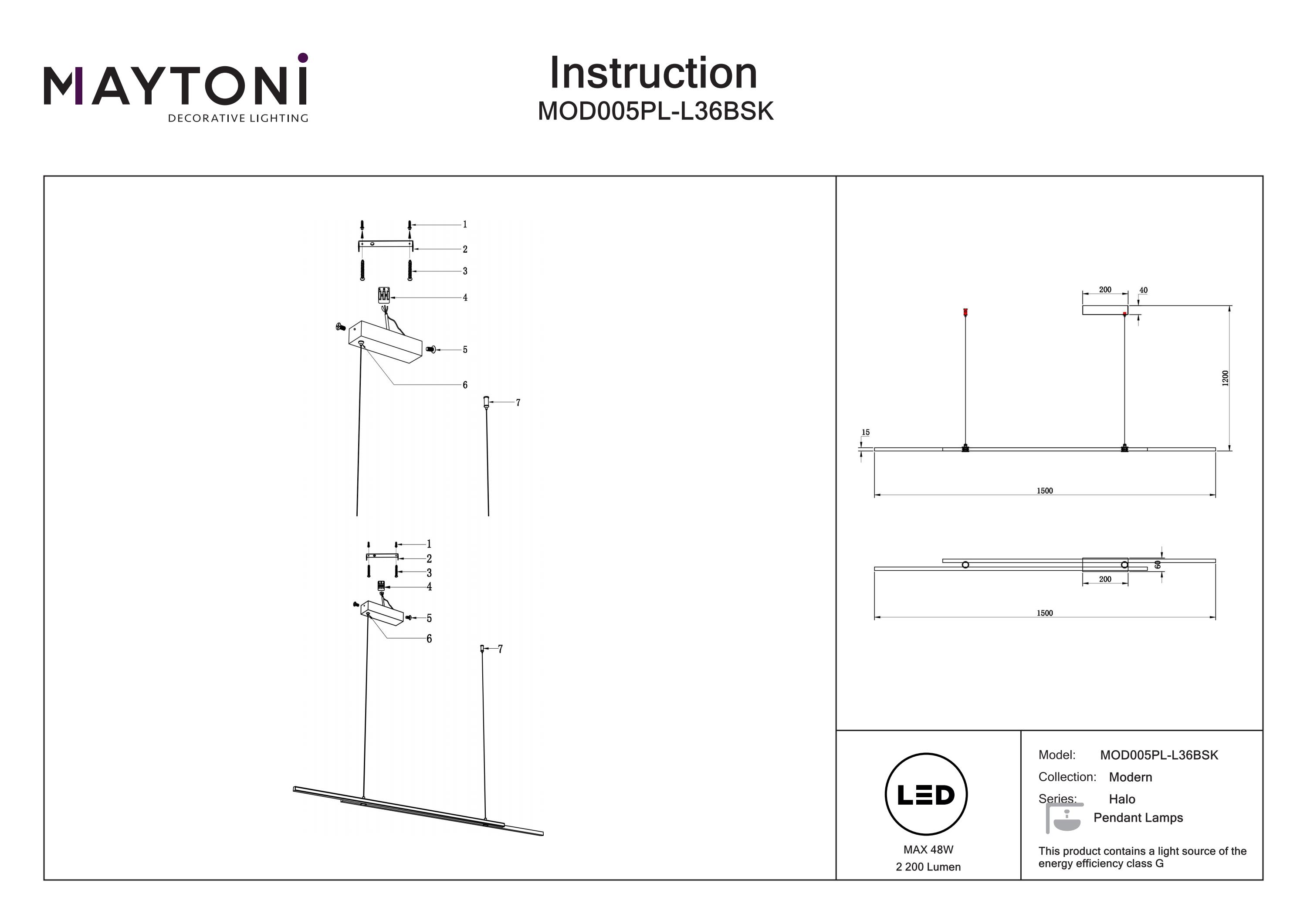 Corp de iluminat suspendat Halo, Aluminiu Alamă, 48W, MAYTONI MOD005PL-L36BSK [3]