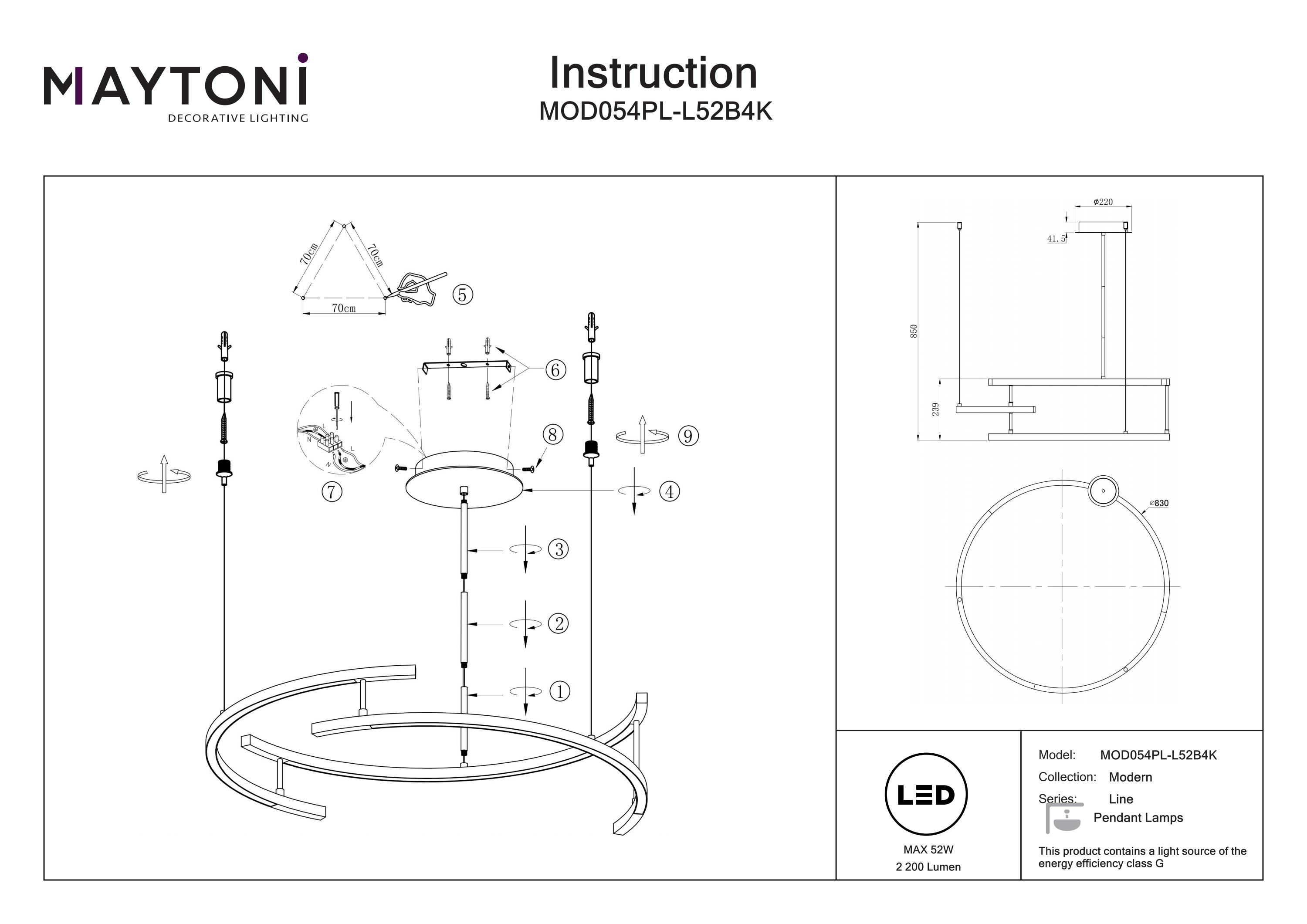 Corp de iluminat suspendat Line, Aluminiu Negru, 52W, MAYTONI MOD054PL-L52B4K [3]