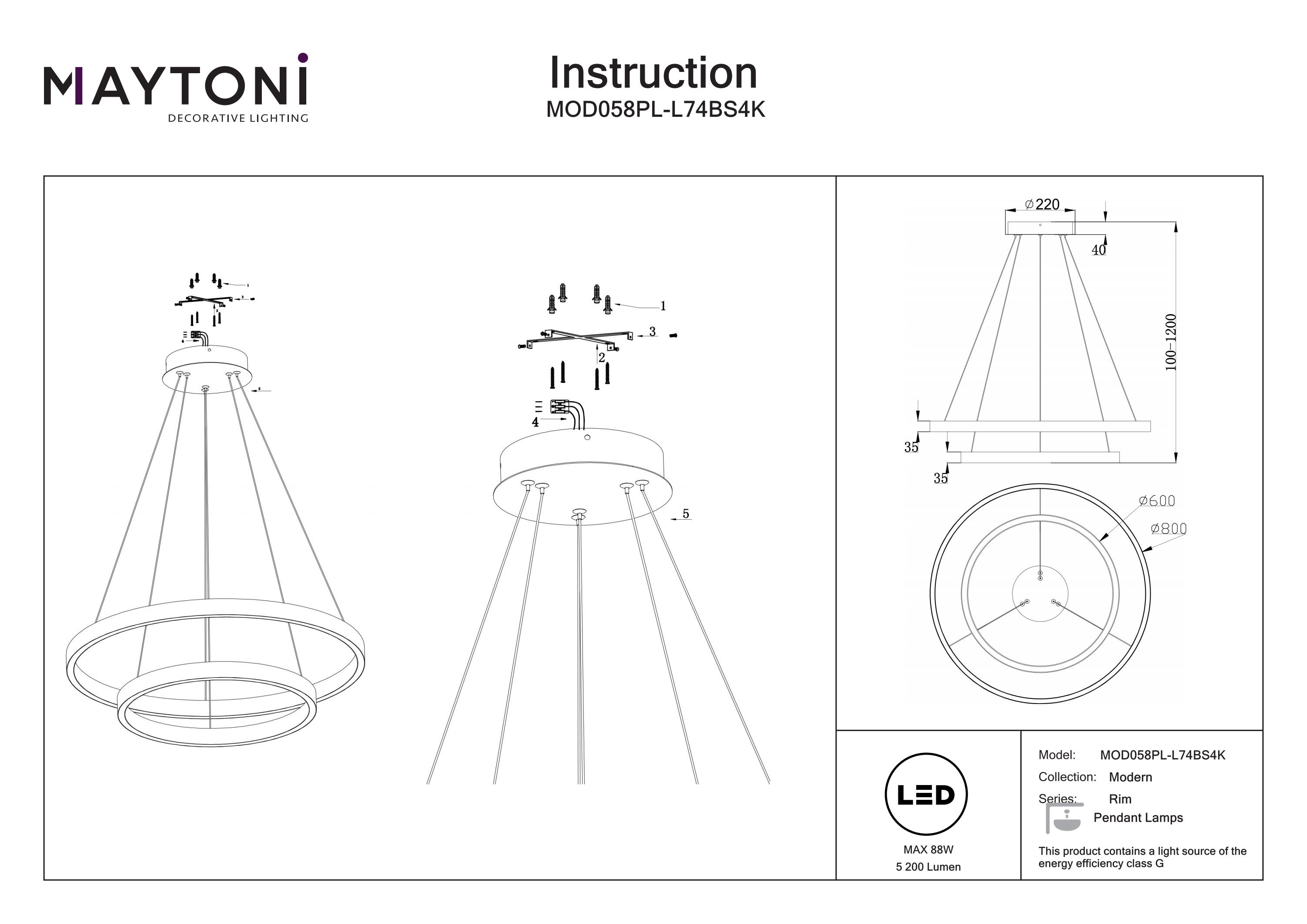 Corp de iluminat suspendat Rim, Aluminiu Alamă, 88W, MAYTONI MOD058PL-L74BS4K [3]