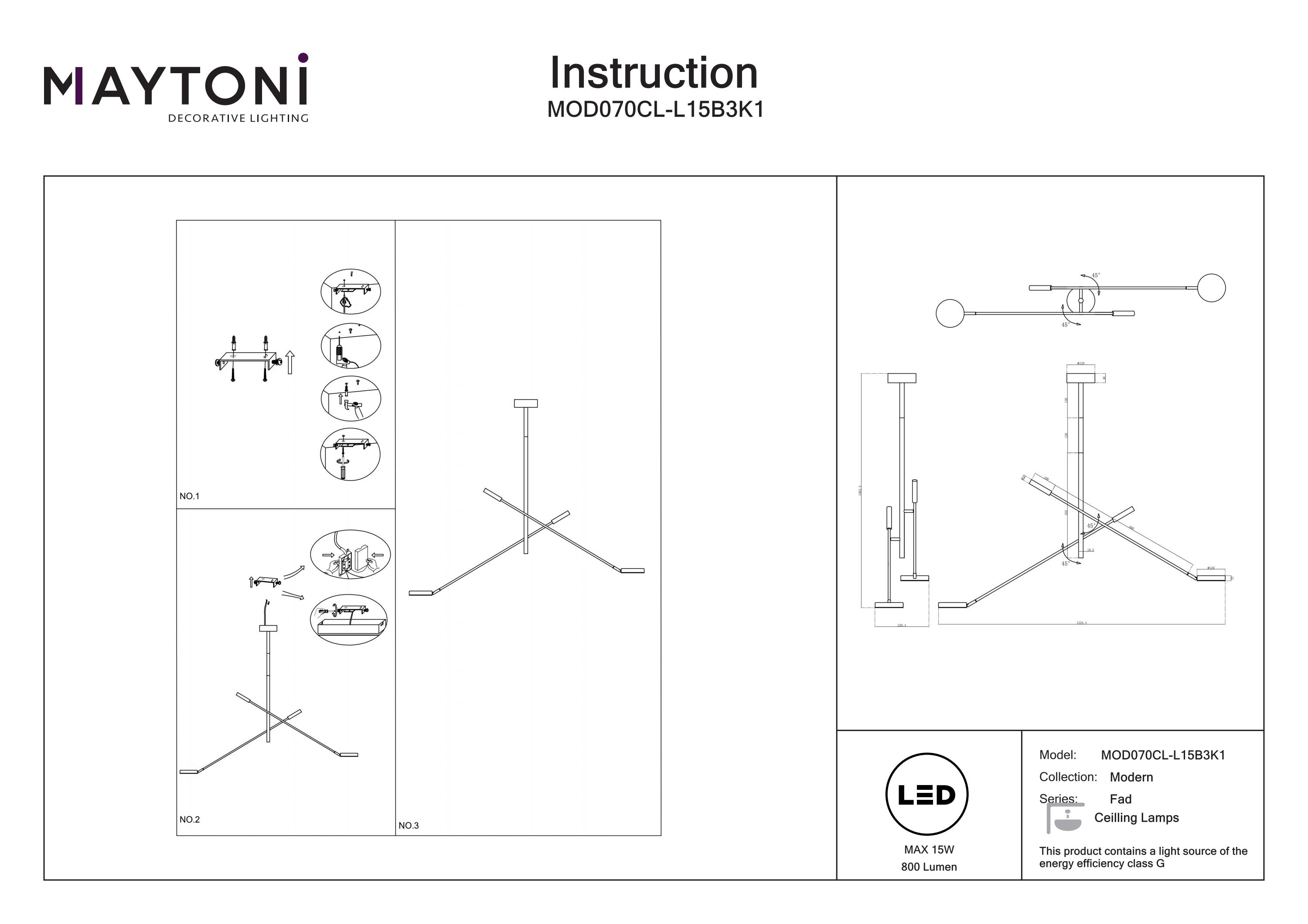 Plafonieră Fad, Metal Negru, 15W, MAYTONI MOD070CL-L15B3K1 [7]