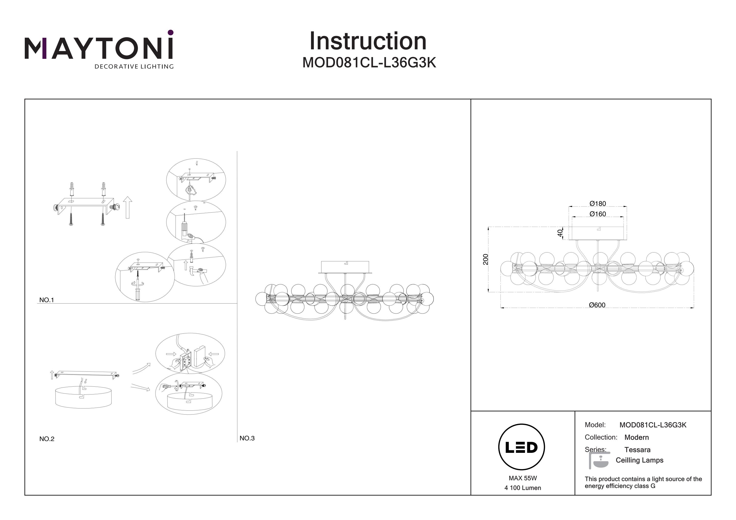 Plafonieră Tessara, Oțel inoxidabil Auriu, 55W, MAYTONI MOD081CL-L36G3K [6]
