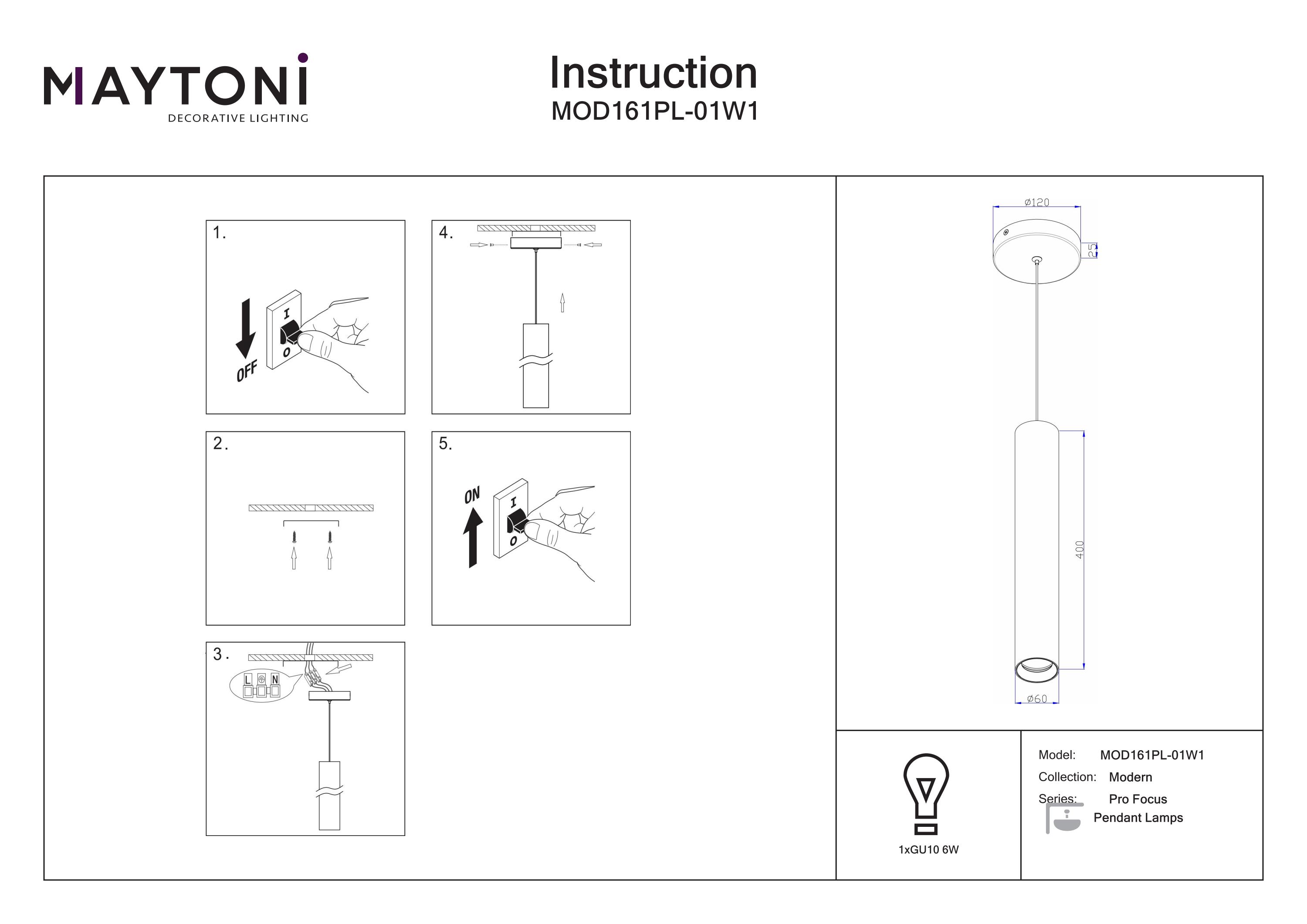 Corp de iluminat suspendat Pro Focus, Aluminiu Alb, 6W, MAYTONI MOD161PL-01W1 [6]
