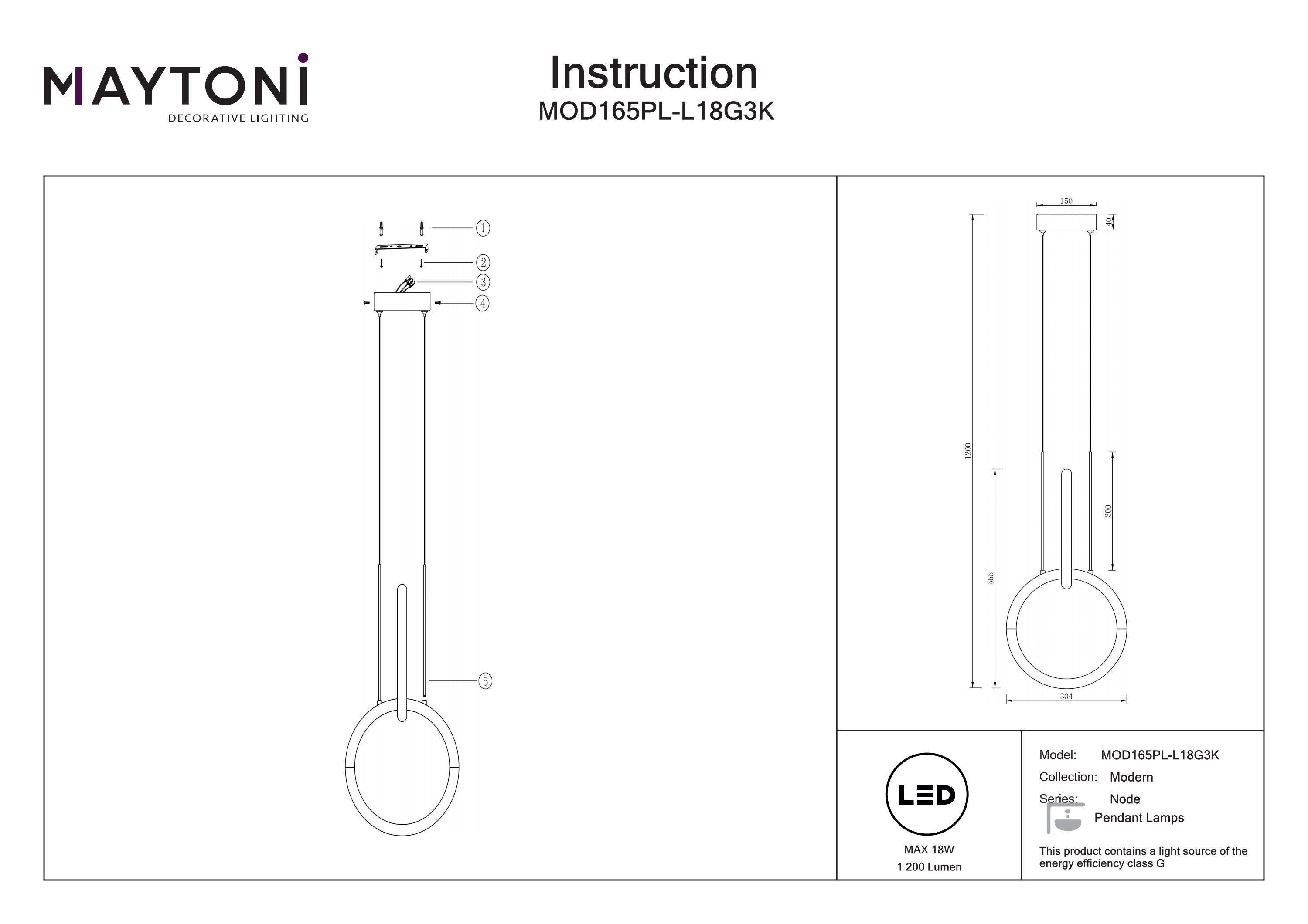 Corp de iluminat suspendat Node, Metal Auriu, 18W, MAYTONI MOD165PL-L18G3K [3]