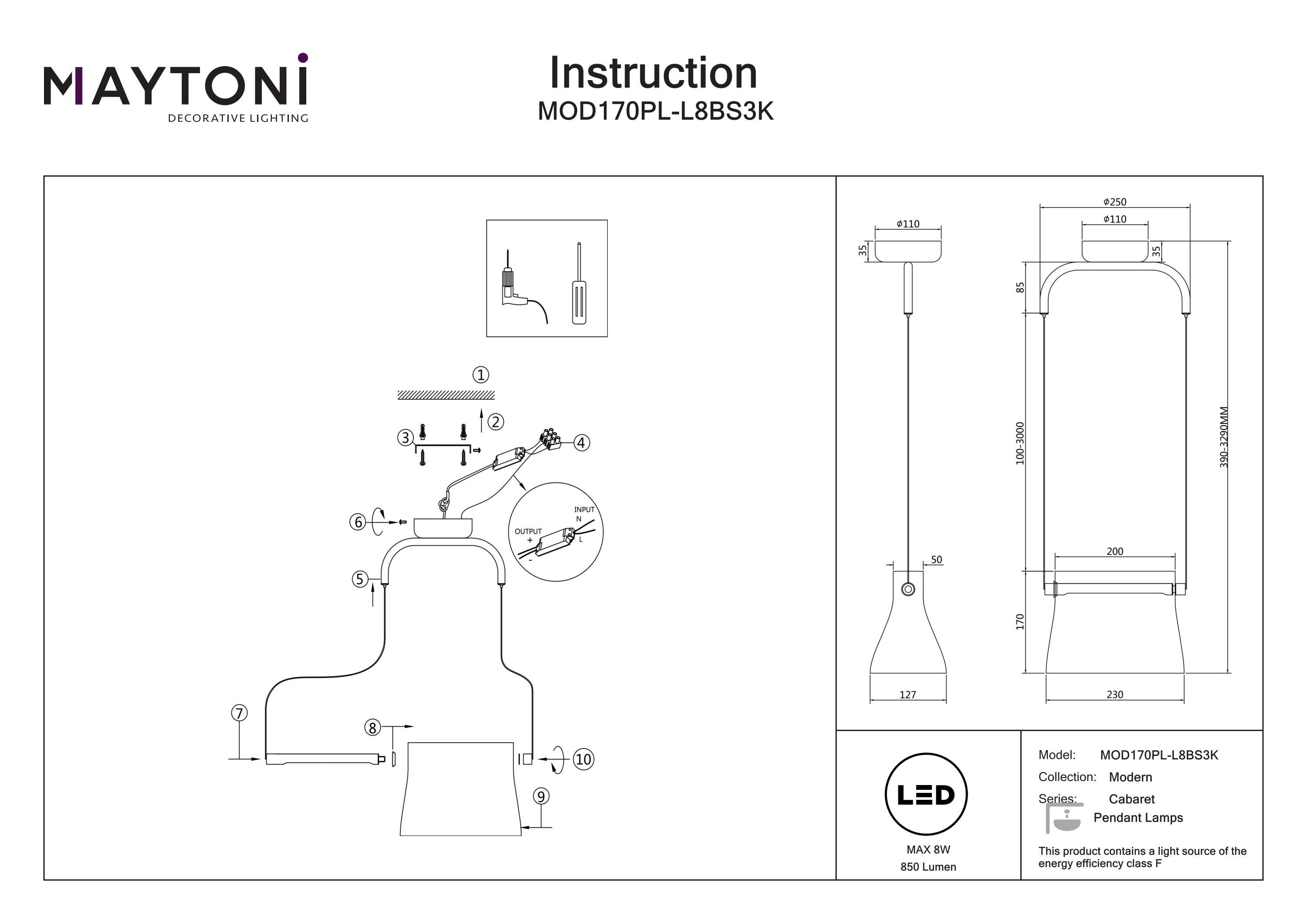 Corp de iluminat suspendat Cabaret, Metal Alamă, 8W, MAYTONI MOD170PL-L8BS3K [7]