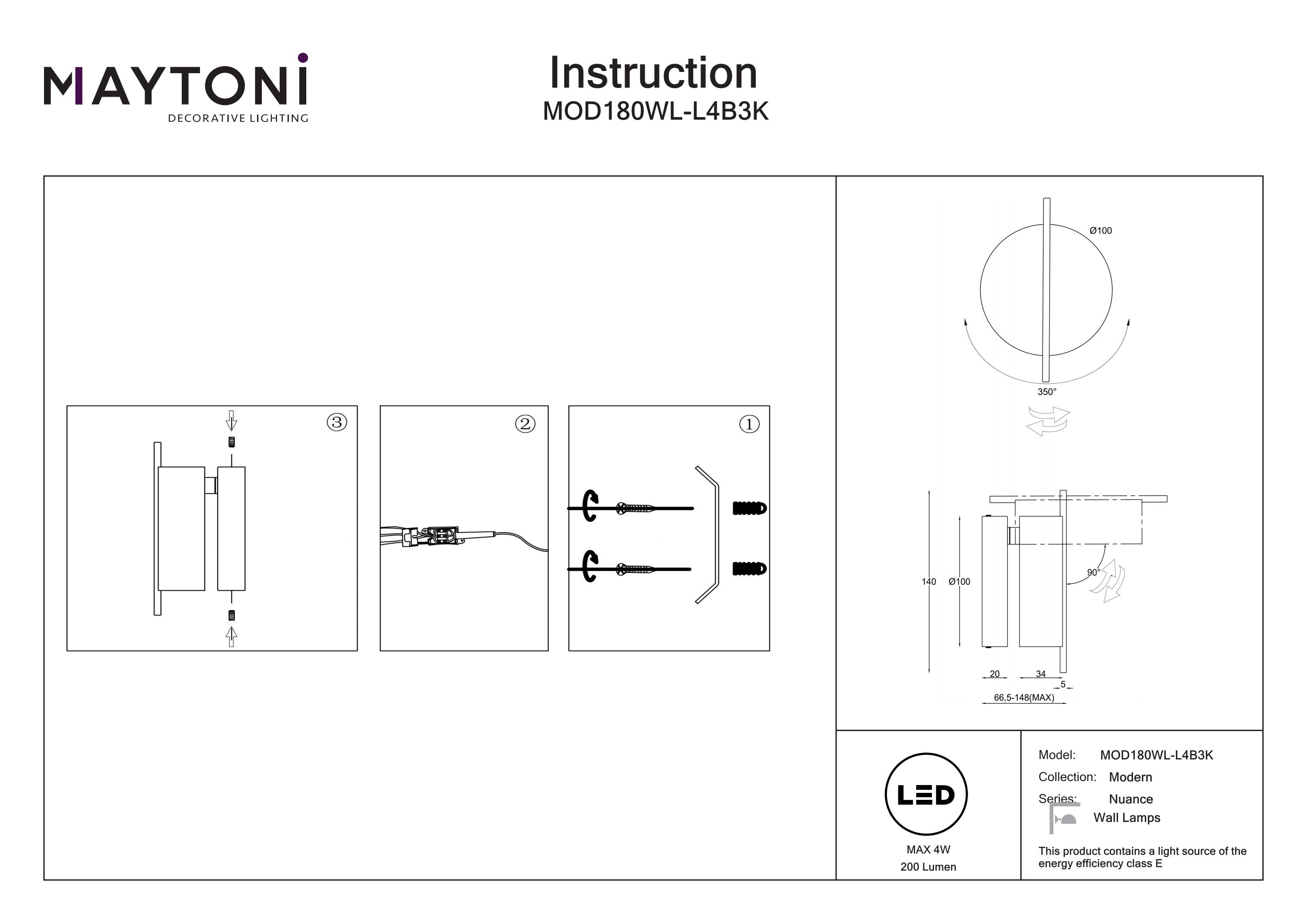 Aplică de perete NUANCE, Aluminiu Negru, 3W, MAYTONI MOD180WL-L4B3K [6]