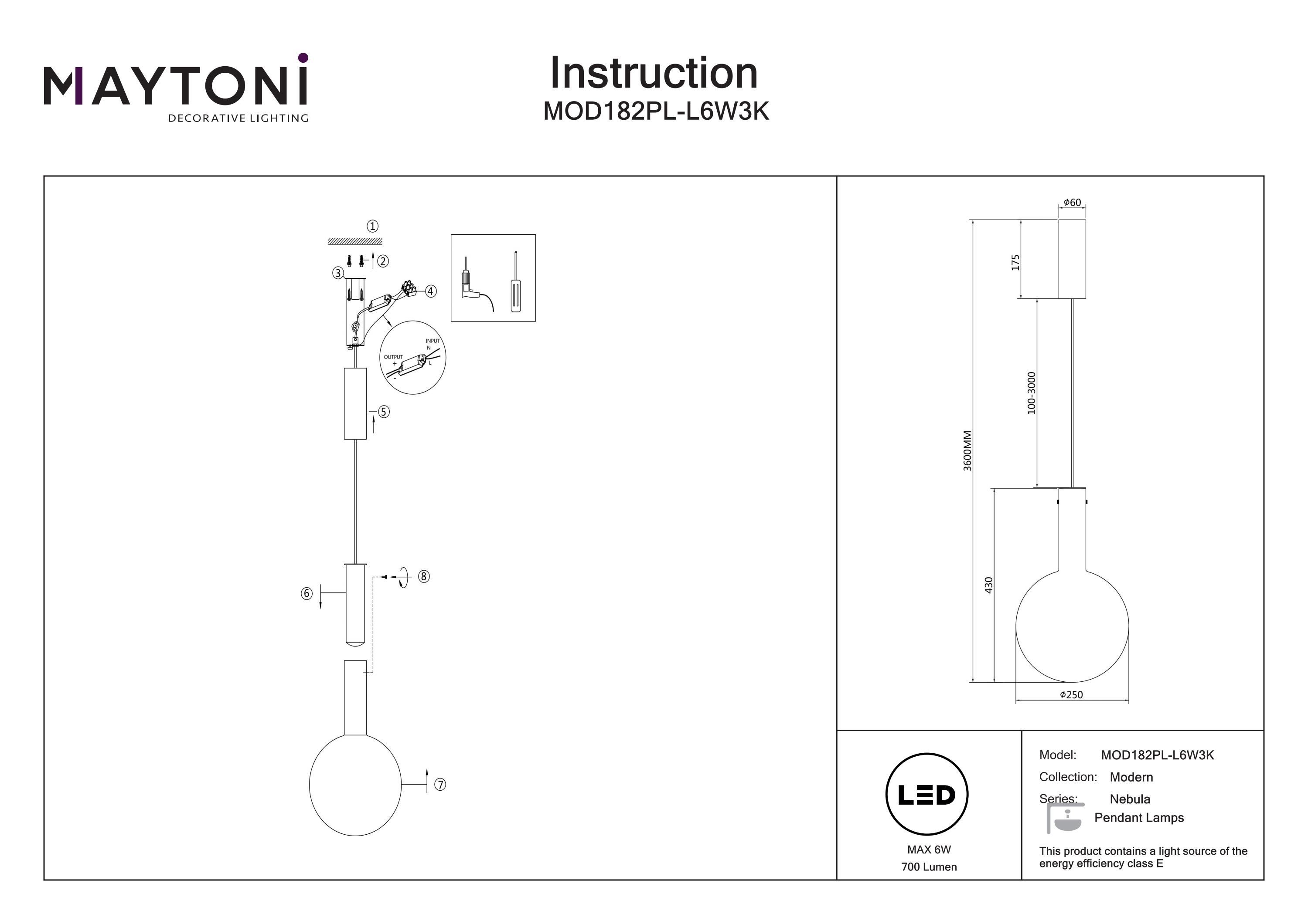 Corp de iluminat suspendat NEBULA, Metal Alb, 6W, MAYTONI MOD182PL-L6W3K [7]