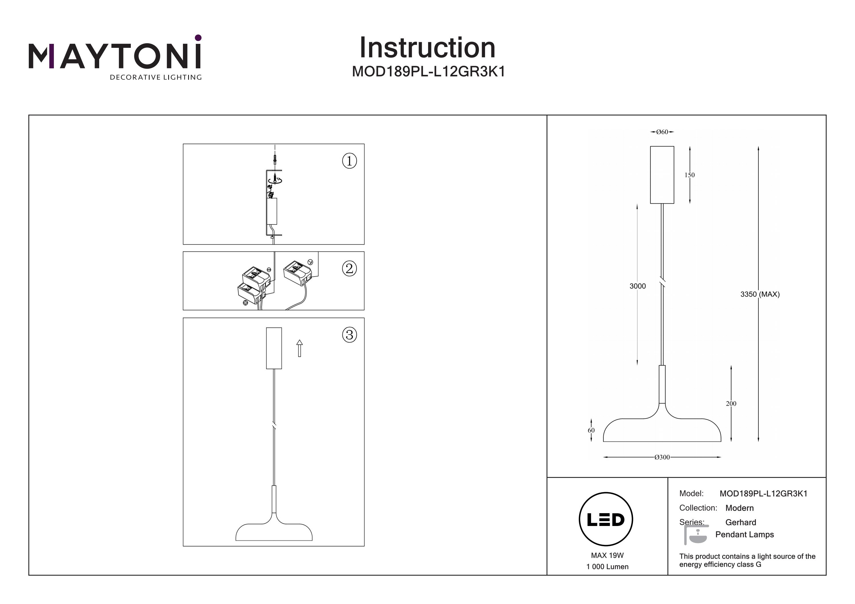 Corp de iluminat suspendat Gerhard, Metal Gri, 19W, MAYTONI MOD189PL-L12GR3K1 [7]