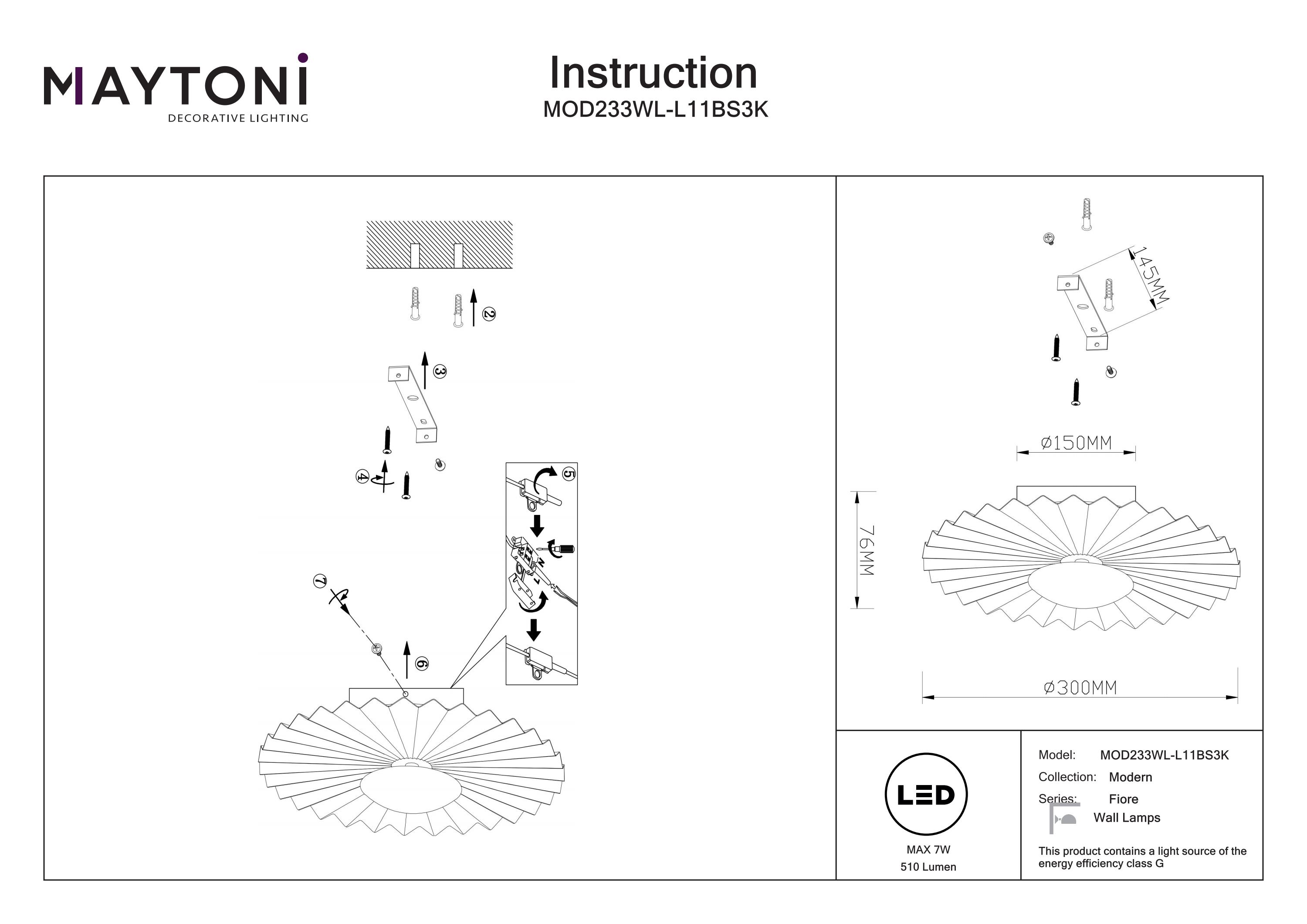 Aplică de perete Fiore, Metal Alamă, 7W, MAYTONI MOD233WL-L11BS3K [3]