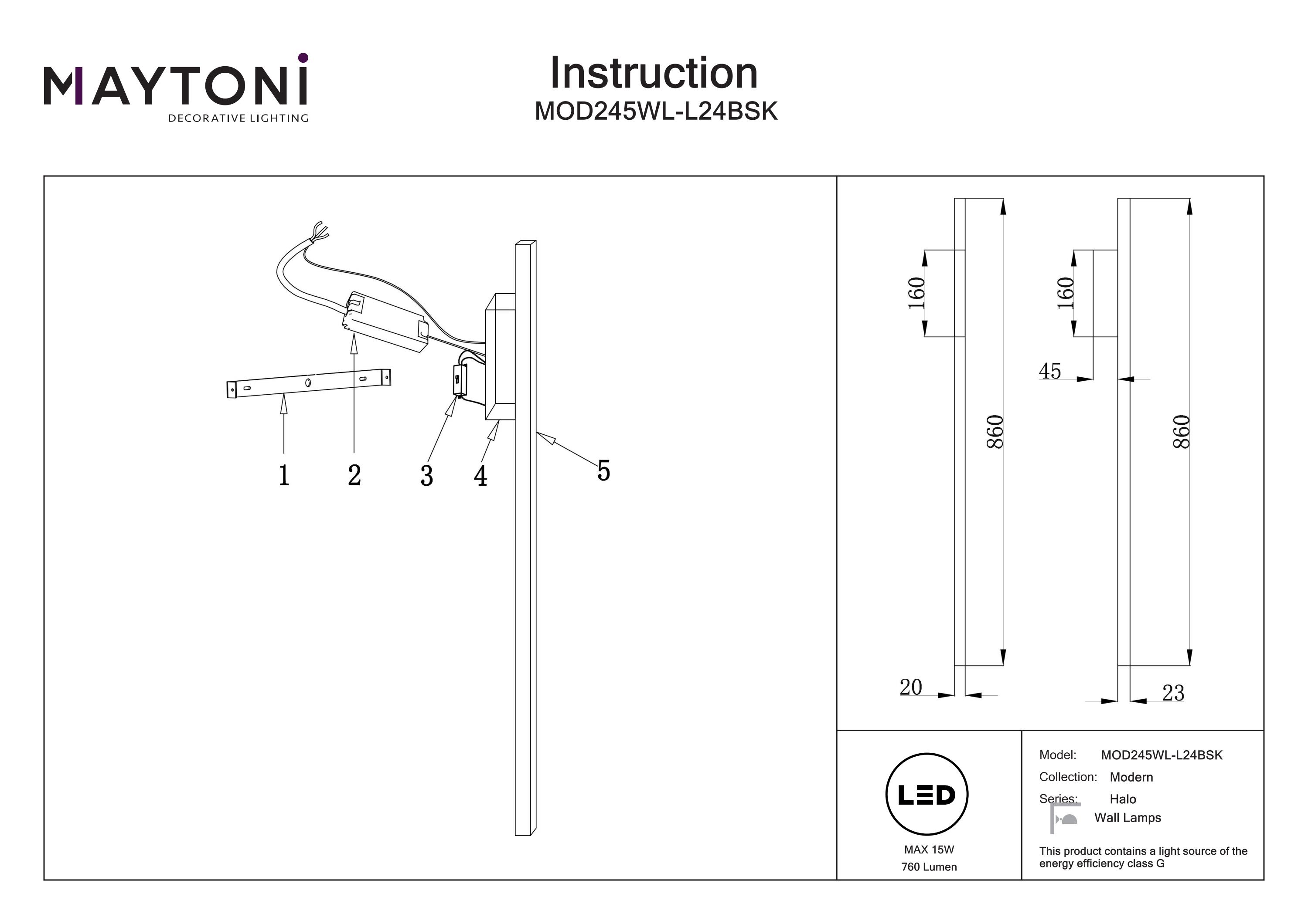 Aplică de perete Halo, Aluminiu Alamă, 15W, MAYTONI MOD245WL-L24BSK [3]