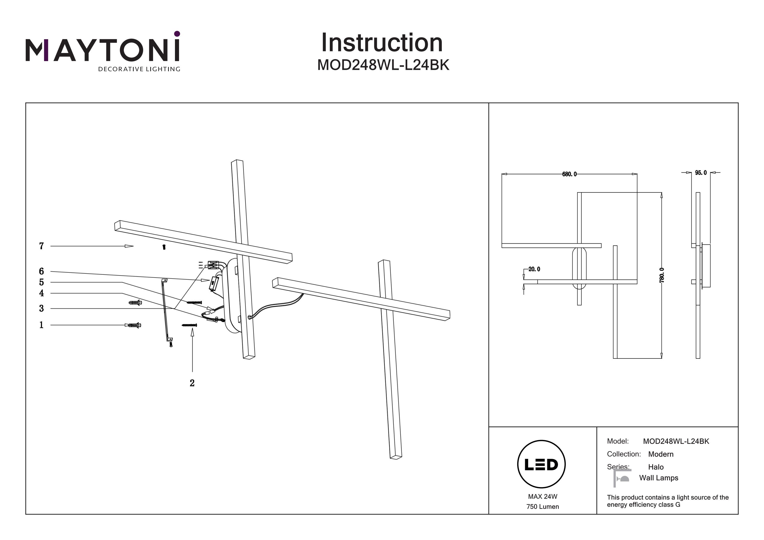 Aplică de perete Halo, Aluminiu Negru, 24W, MAYTONI MOD248WL-L24BK [3]