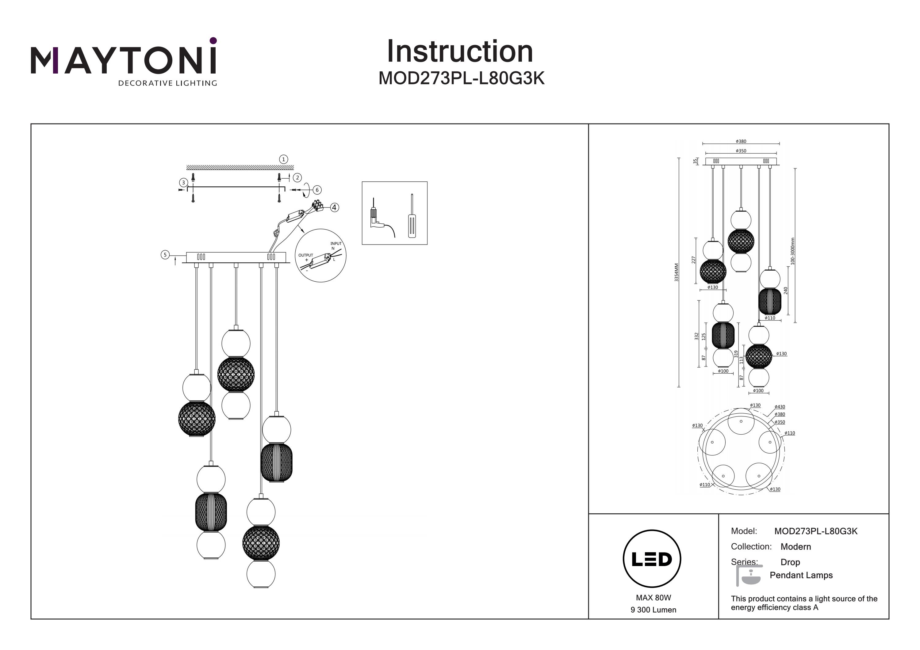 Corp de iluminat suspendat DROP, Metal Auriu, 80W, MAYTONI MOD273PL-L80G3K [7]