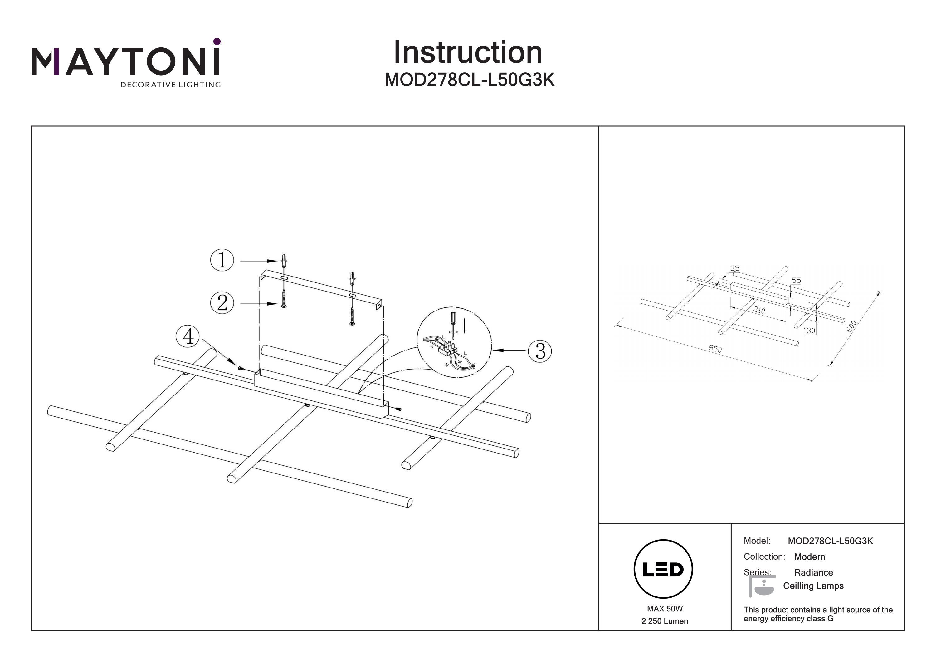 Plafonieră RADIANCE, Aluminiu Auriu, 50W, MAYTONI MOD278CL-L50G3K [6]